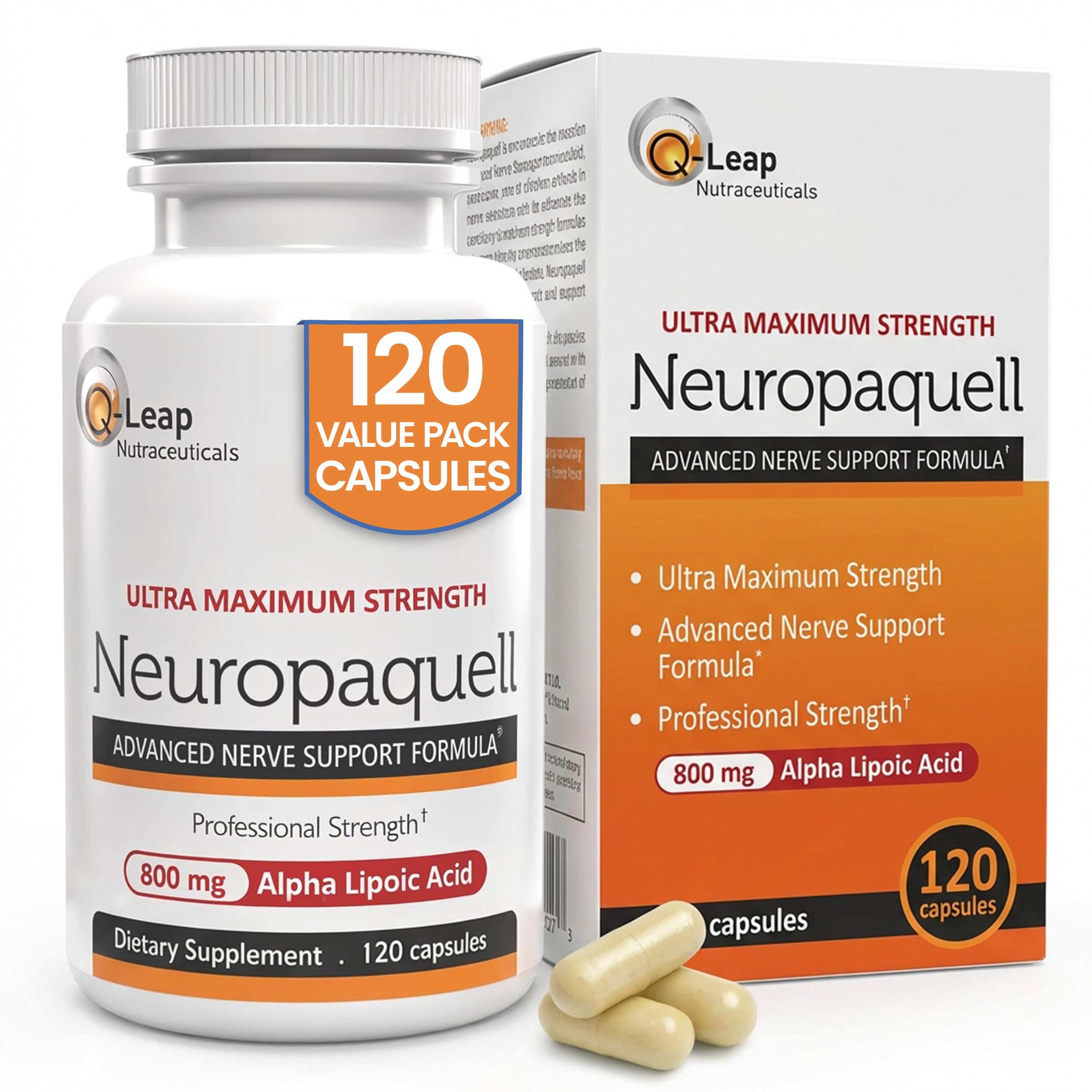 Platinum Health Alpha Lipoic Acid for Neuropathy Nerve Pain Support, Supplement, B Vitamins, L Arginine, All Natural Maximum Strength Neuropaquell for Discomfort in Feet, Hand, Toes,120 Capsules,800mg Platinum HealthAu supplements