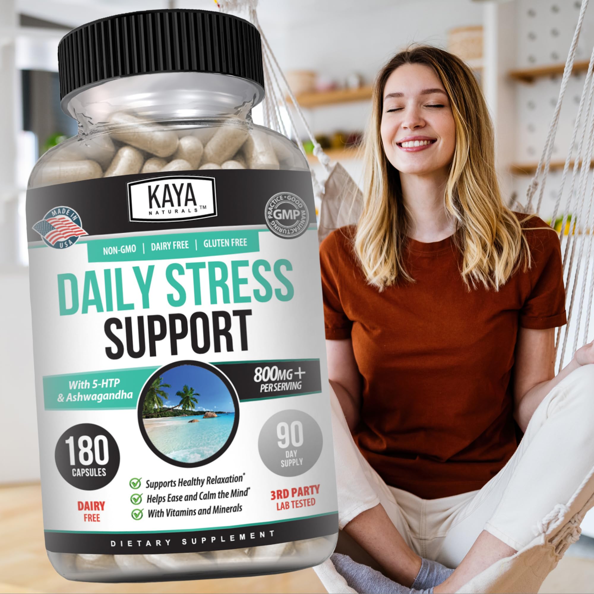 Kaya Naturals - Natural Herbal Support Vitamin Supplement are Designed to Help You find Balance and Relaxation in Your Daily Routine - Vitamin Supplement - 180 Capsules Kaya NaturalsAu supplements