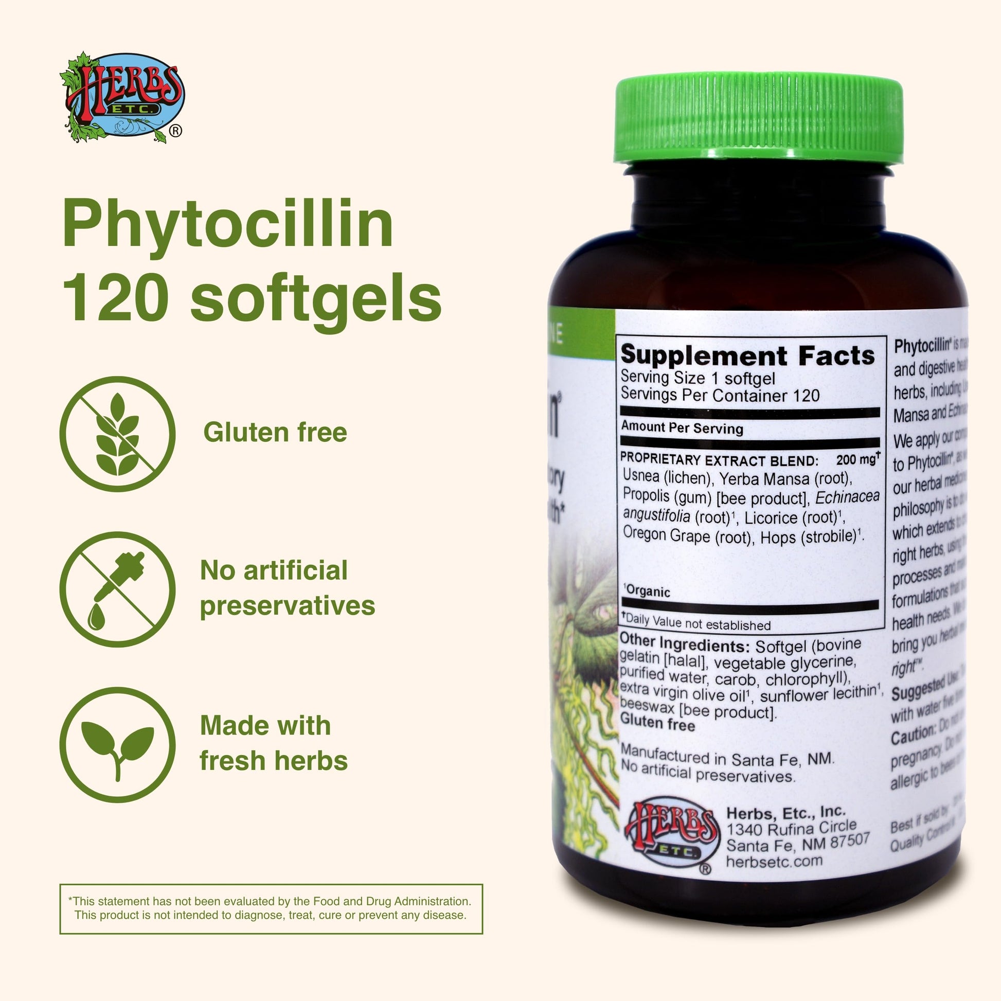 Herbs Etc. Phytocillin - Respiratory & Digestive Health Support Supplement - Herbal Formula to Support Digestion - Support Healthy Breathing - 120 Softgels (120 Servings) Herbs Etc.Au supplements