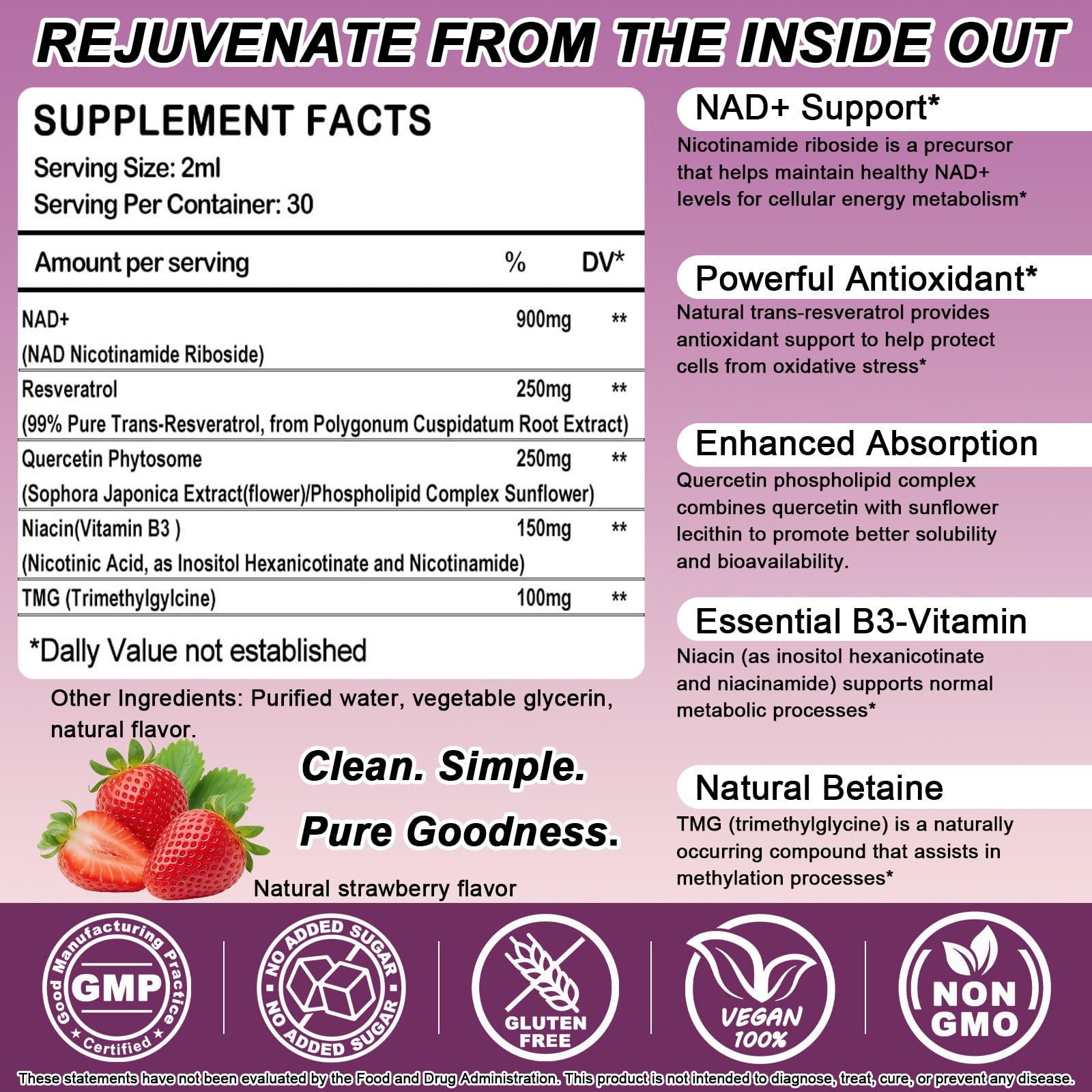 NAD+ Supplements for Men & Women, Extra Strength NMN Alternative Liposomal Nad⁺ Supplement with Resveratrol Quercetin for Cellular Energy & NAD+ Levels, Fast Absorption Liquid NAD Plus丨NON-GMO, 2Fl Oz WellVeraVidaAu supplements