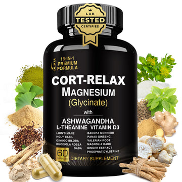 Super Calm Cortisol Supplements for Women & Men with Magnesium Glycinate, Ashwagandha, L-Theanine, Phosphatidylserine, Ginkgo & Lions Mane for Calm, Focus, Mental Clarity, Relaxation, Sleep, Energy DLNIAAu supplements