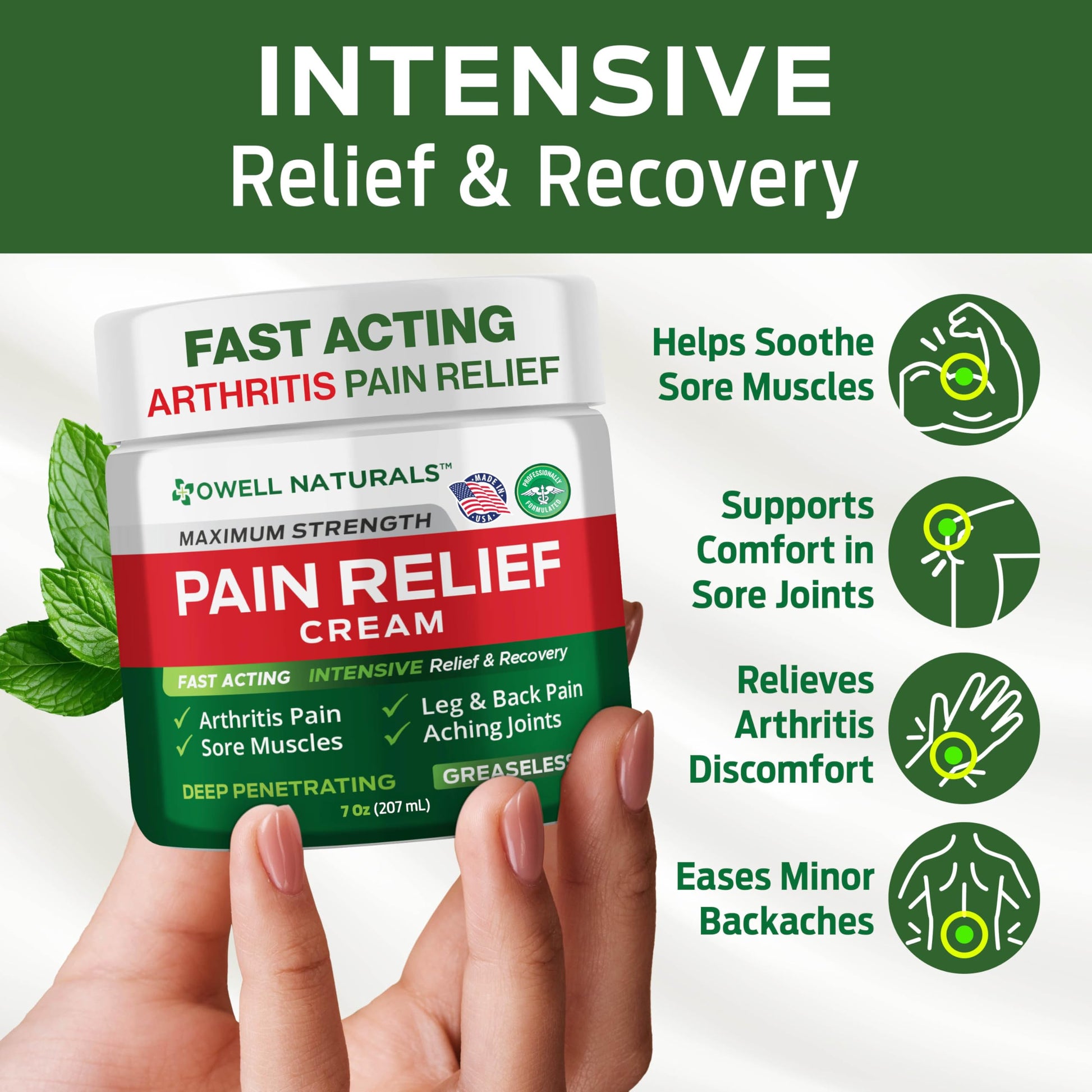 Owell Naturals Deep Penetrating Pain Relief Cream, Maximum Strength Formula for Joints & Muscles, Lower Back, Knees, Hands, Legs, Ankle – Fast Acting Comfort, 7 oz Owell NaturalsAu supplements