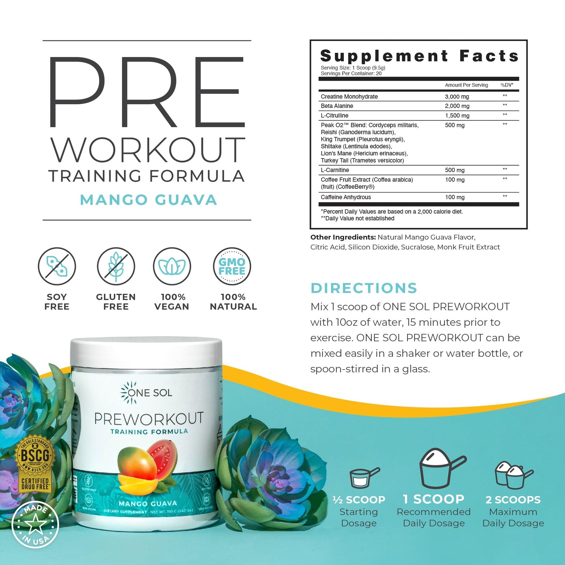 One Sol Pre-Workout for Women, Enhanced Pump & Focus, No Jitters Or Crash, Natural One SolAu supplements