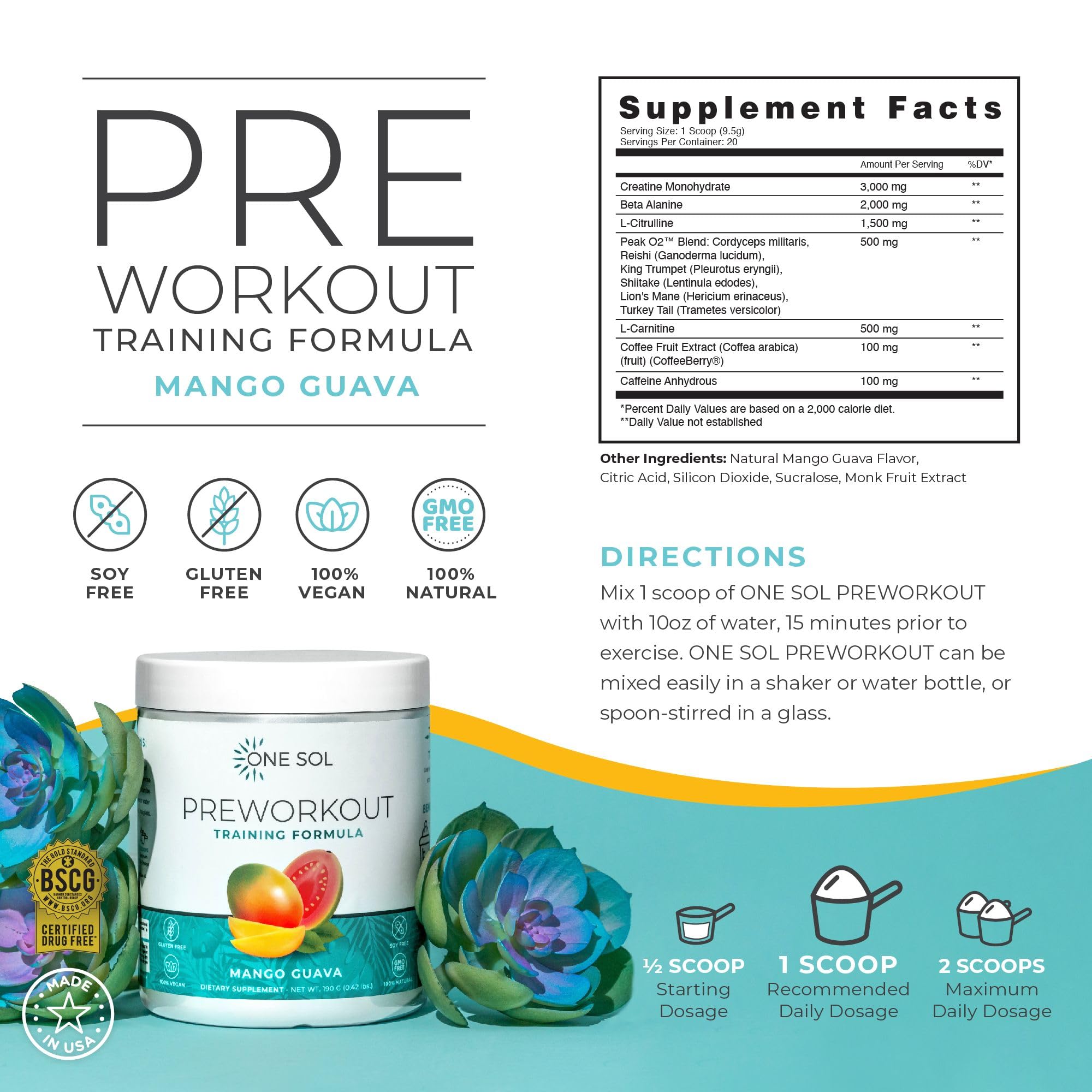 One Sol Pre-Workout for Women, Enhanced Pump & Focus, No Jitters Or Crash, Natural One SolAu supplements