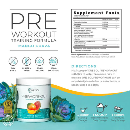 One Sol Pre-Workout for Women, Enhanced Pump & Focus, No Jitters Or Crash, Natural One SolUS supplements