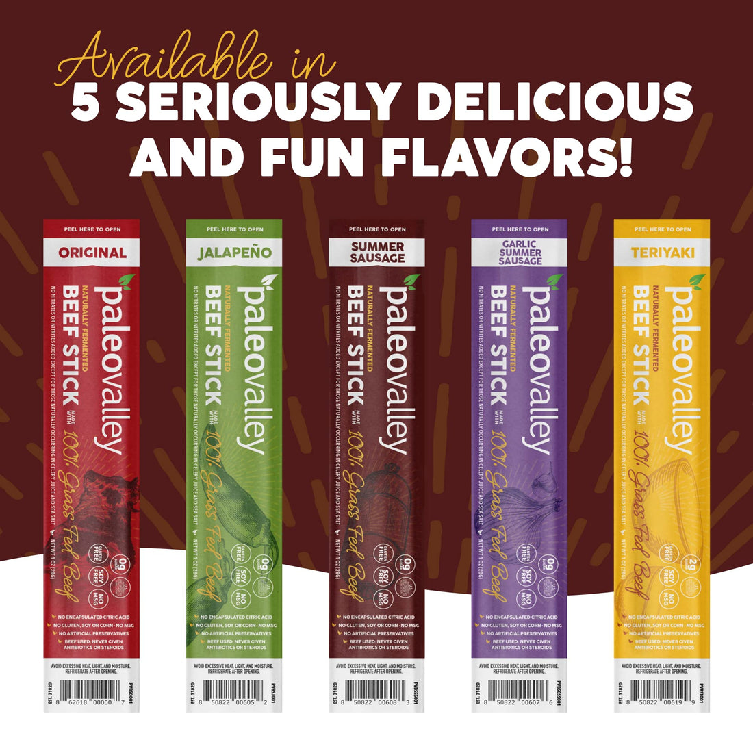 Paleovalley 100% Grass Fed Summer Sausage Beef Sticks - Delicious Gluten Free Beef Snack - High Protein Keto Friendly PaleovalleyUS supplements