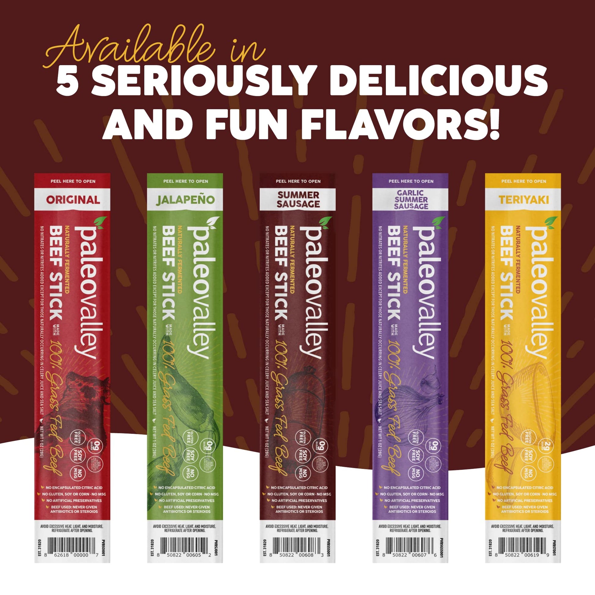 Paleovalley 100% Grass Fed Summer Sausage Beef Sticks - Delicious Gluten Free Beef Snack - High Protein Keto Friendly PaleovalleyUS supplements