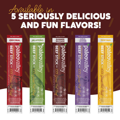 Paleovalley 100% Grass Fed Summer Sausage Beef Sticks - Delicious Gluten Free Beef Snack - High Protein Keto Friendly PaleovalleyUS supplements