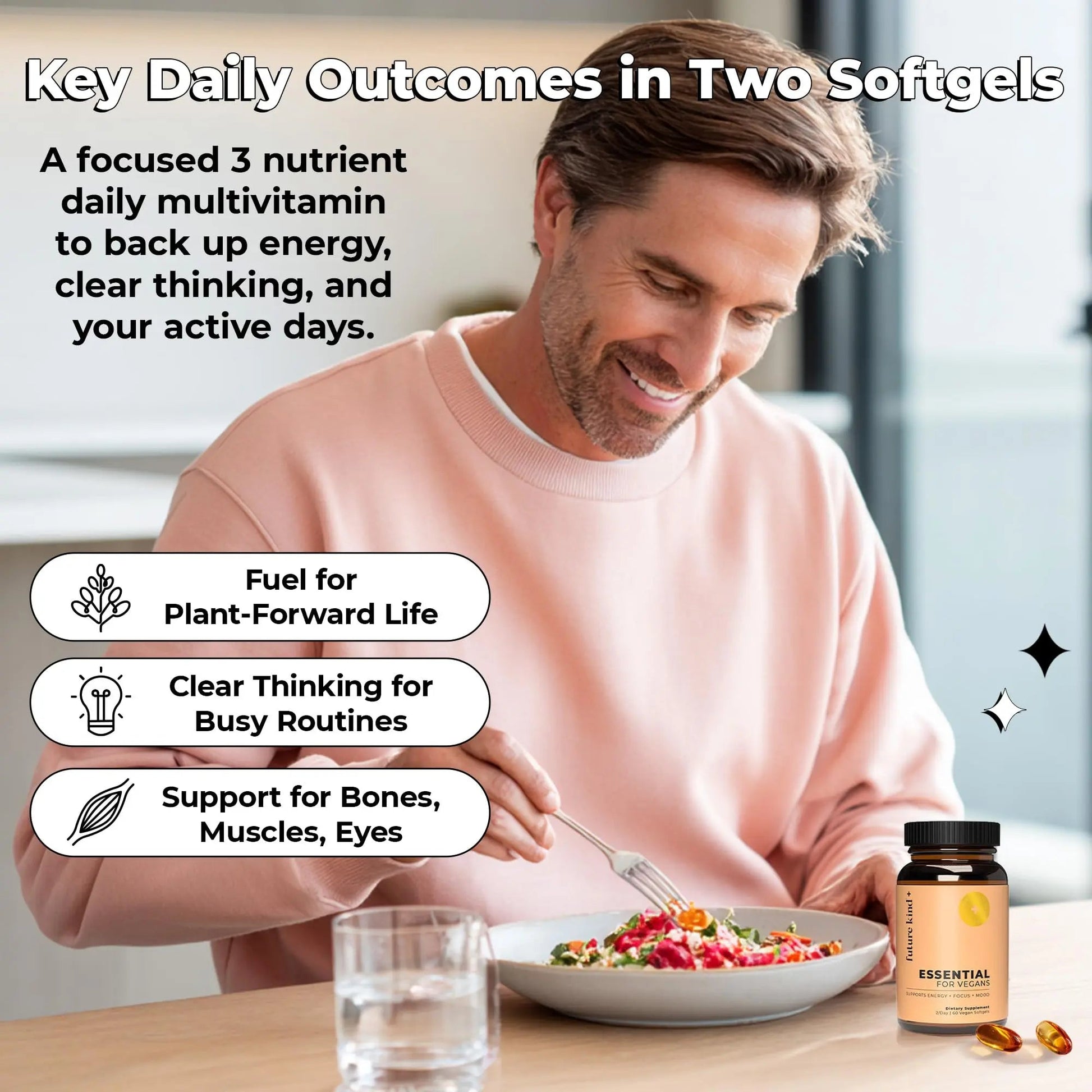 Future Kind 3 in 1 Daily Multivitamin - for Energy, Clarity, Active Wellness Support with B12, D3, and Algal Omega-3 - Essential Vegan Multivitamin for Women & Men Future KindAu supplements