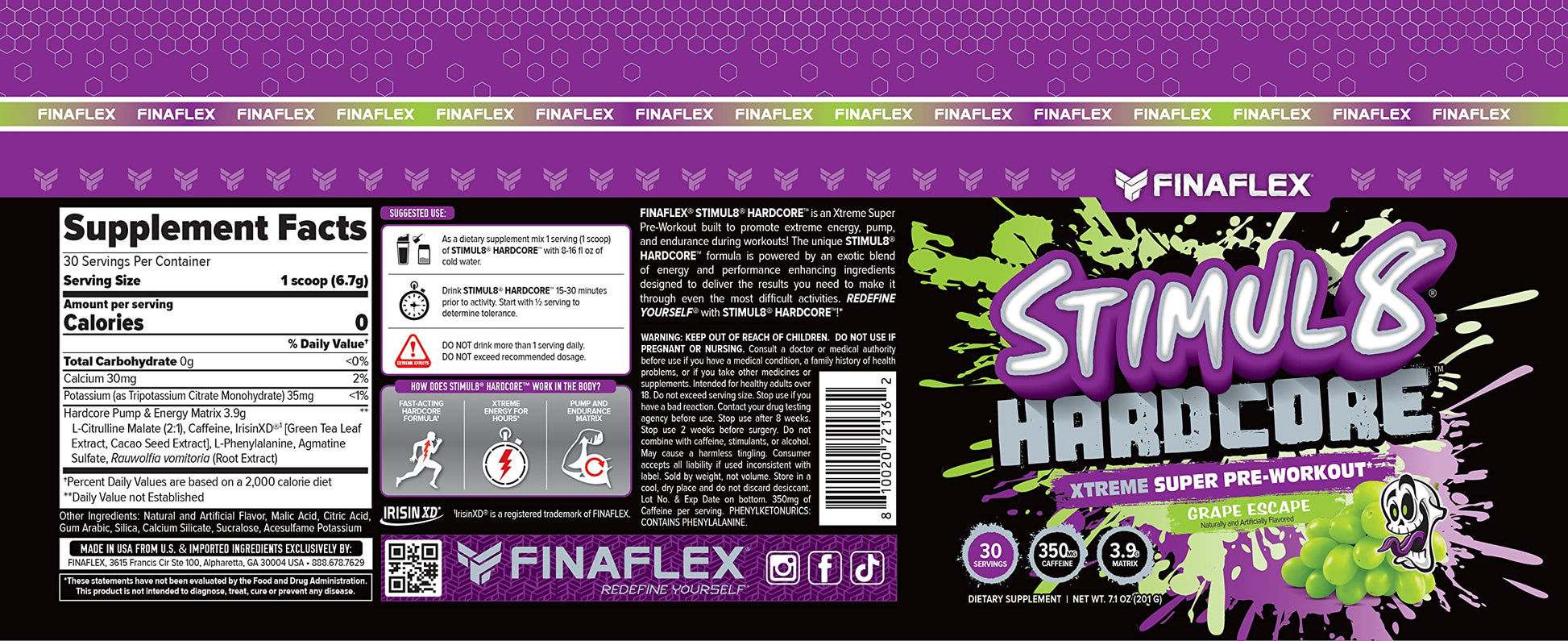 FINAFLEX STIMUL8 Hardcore, Grape Escape - Extreme Energy, Strength & Endurance FINAFLEXAu supplements