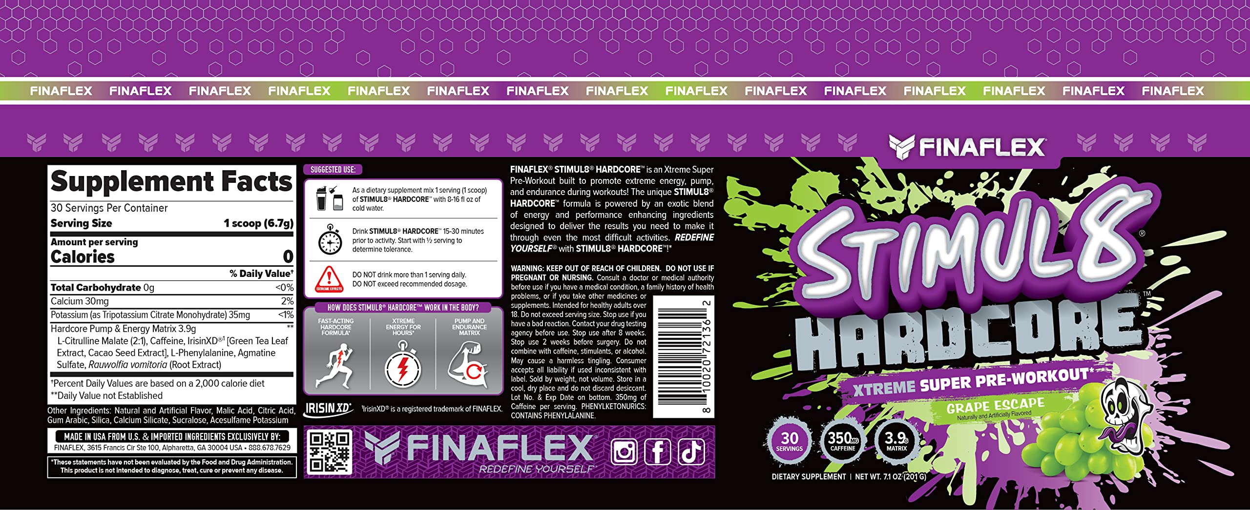FINAFLEX STIMUL8 Hardcore, Grape Escape - Extreme Energy, Strength & Endurance FINAFLEXAu supplements