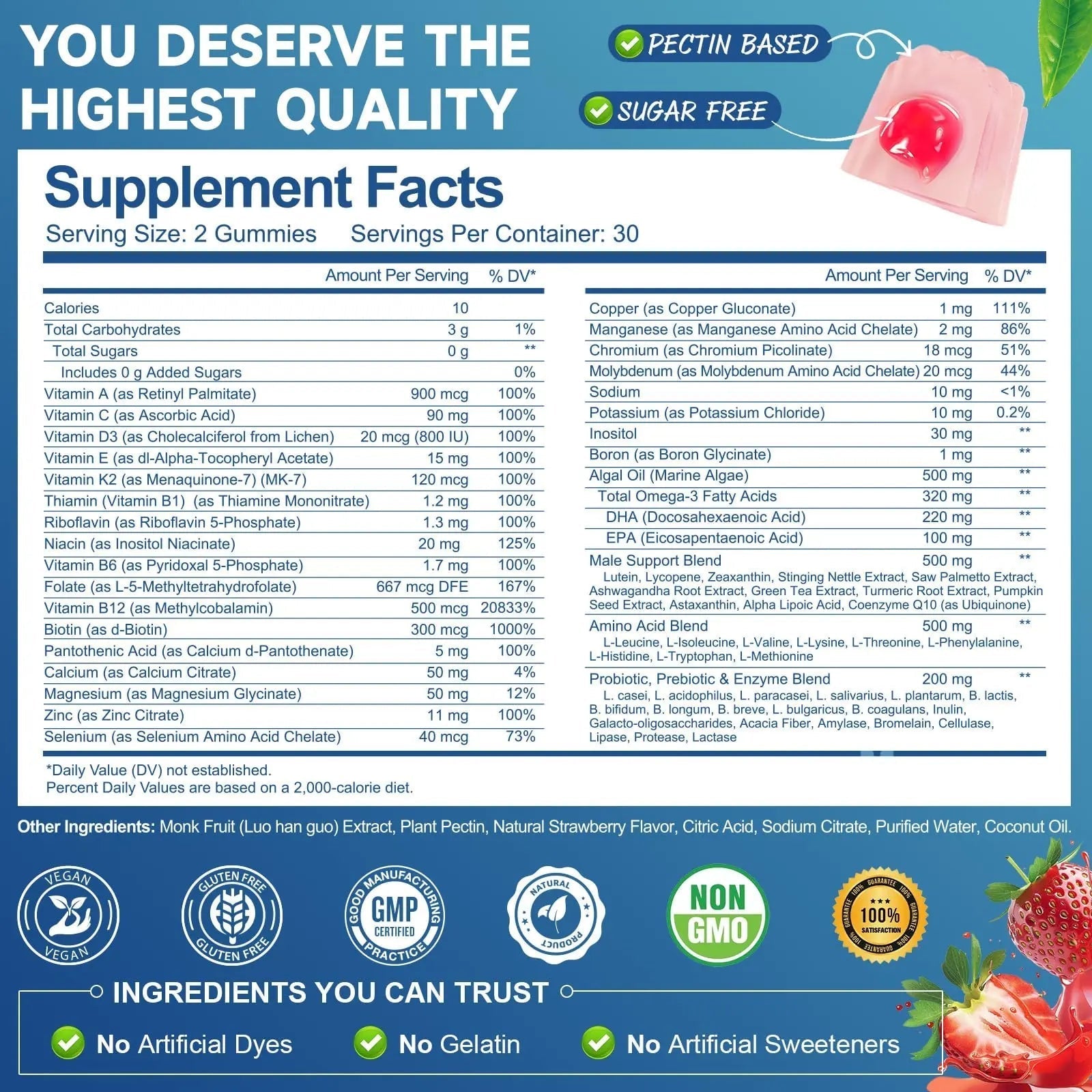 Totaria Sugar Free Multivitamin for Men with Omega 3, Probiotics, Mens Multivitamins Gummies w/Methylated B Complex TotariaAu supplements