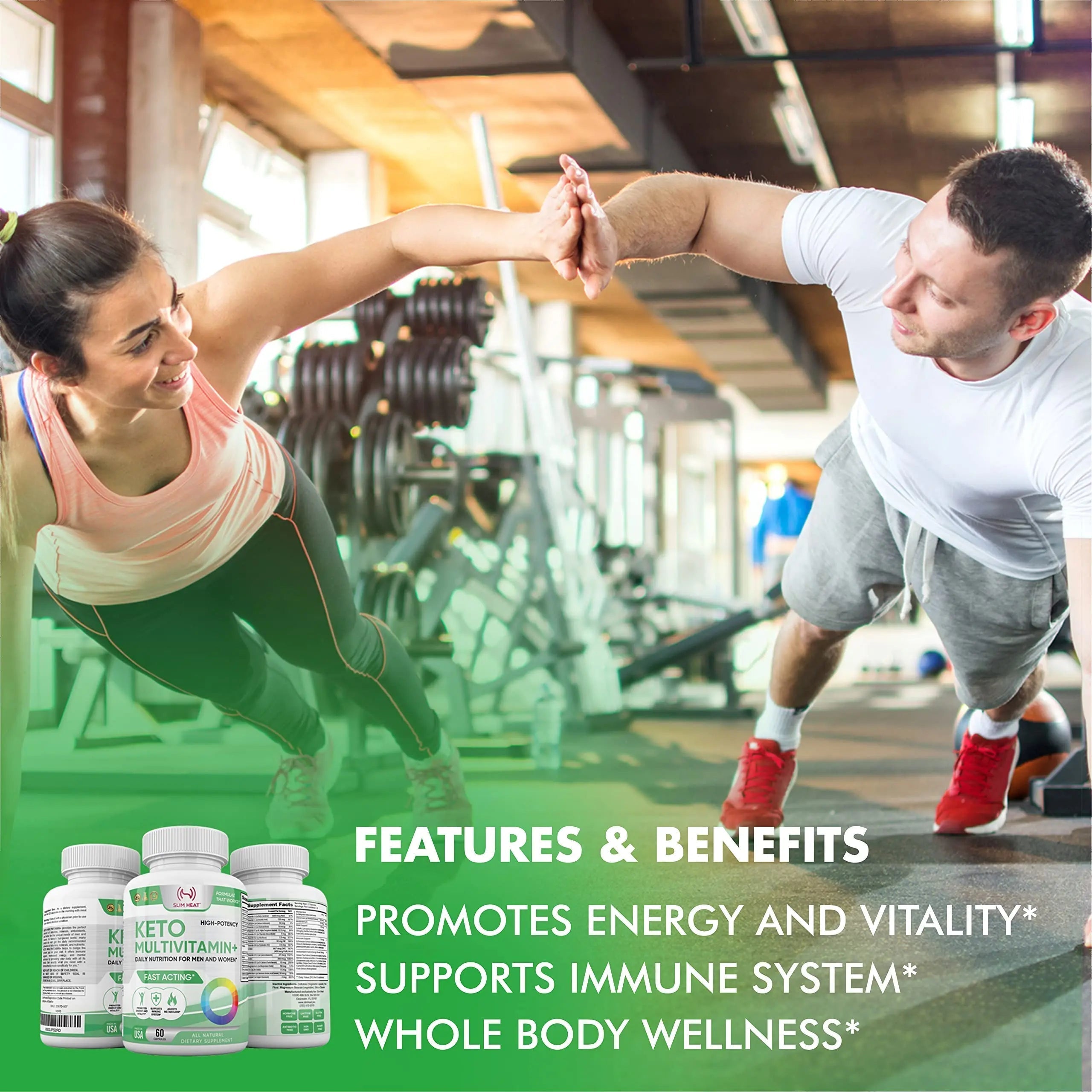 Keto Multivitamin for Women and Men - 35 Potent, Pure Ingredients - Vitamin C, Vitamin D, Vitamin A, Vitamin E and Zinc for Immune Support Slim HeatAu supplements
