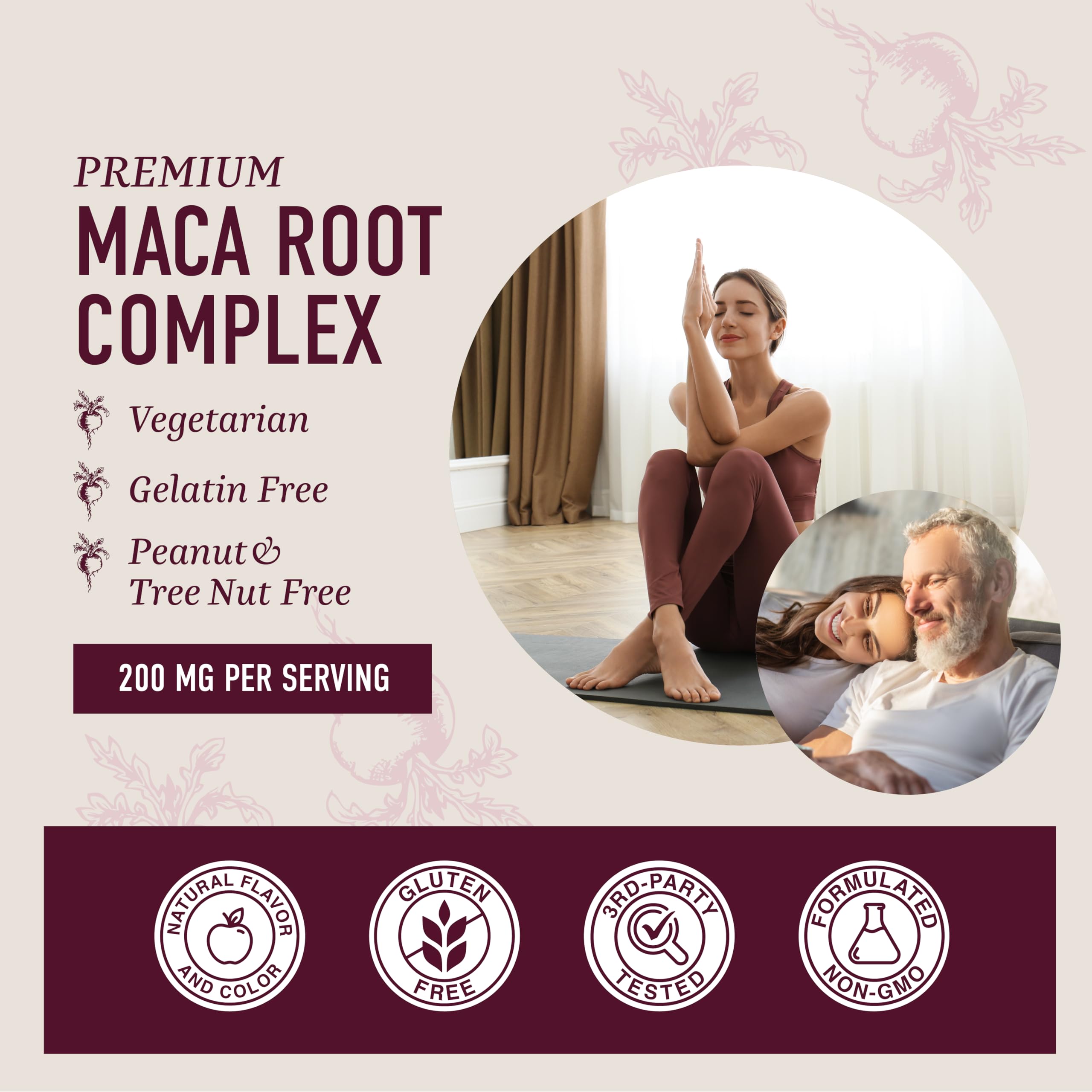 Maca Root Gummies with Natural Peach Flavor | Drive, Performance & Energy Support | Hormone Balance for Women and Men | Herbal Supplements 200MG Extra Strength | Vegetarian, Non-GMO | 60 Gummies SMNutritionAu supplements