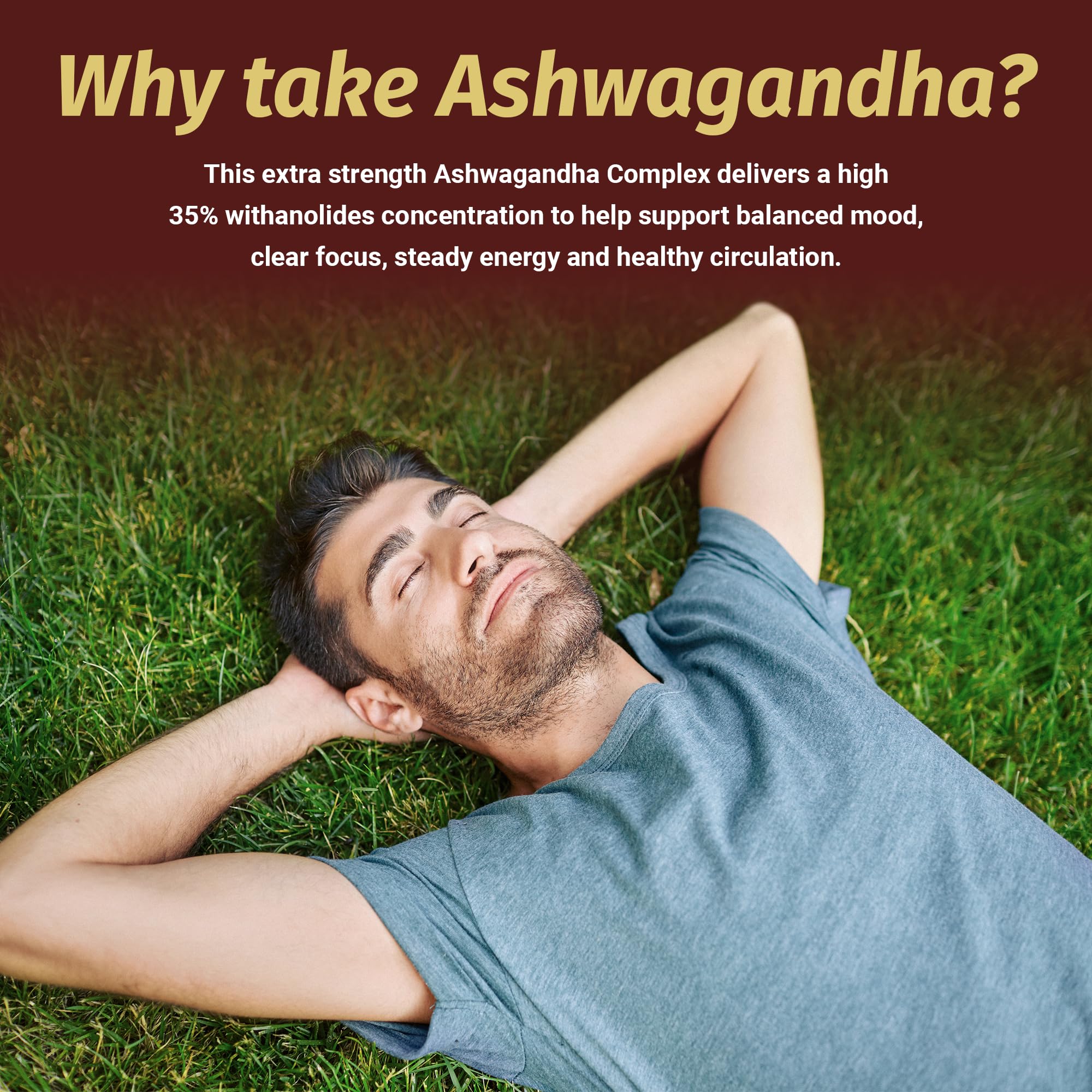 Ashwagandha Complex Adrenal Support Supplement for Stress Relief, Cortisol Balance, Energy & Focus, Mood Support, 35% Withanolides, 60 Vegan Capsules 1 BodyAu supplements