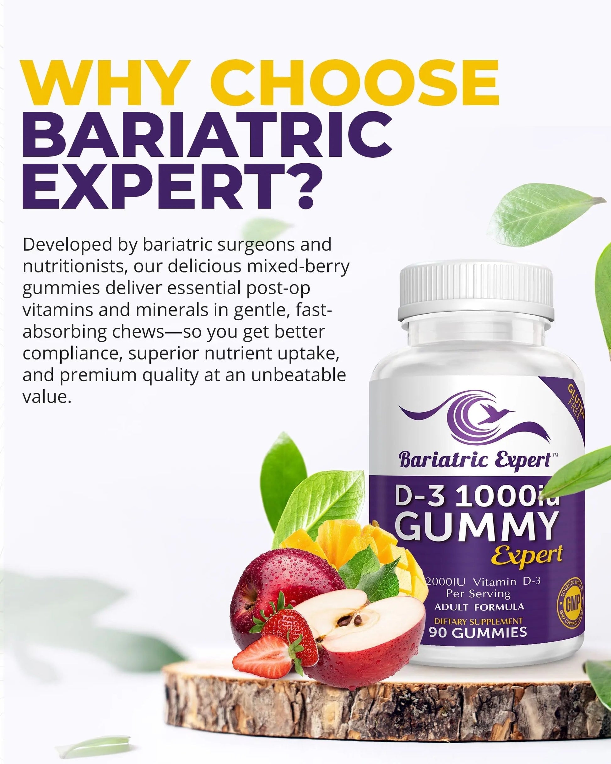 Bariatric Expert D3 Vitamin – Fast-Melting Dietary Supplement for Adults Post Bariatric Surgery, 90 Count Bariatric Food ExpertAu supplements