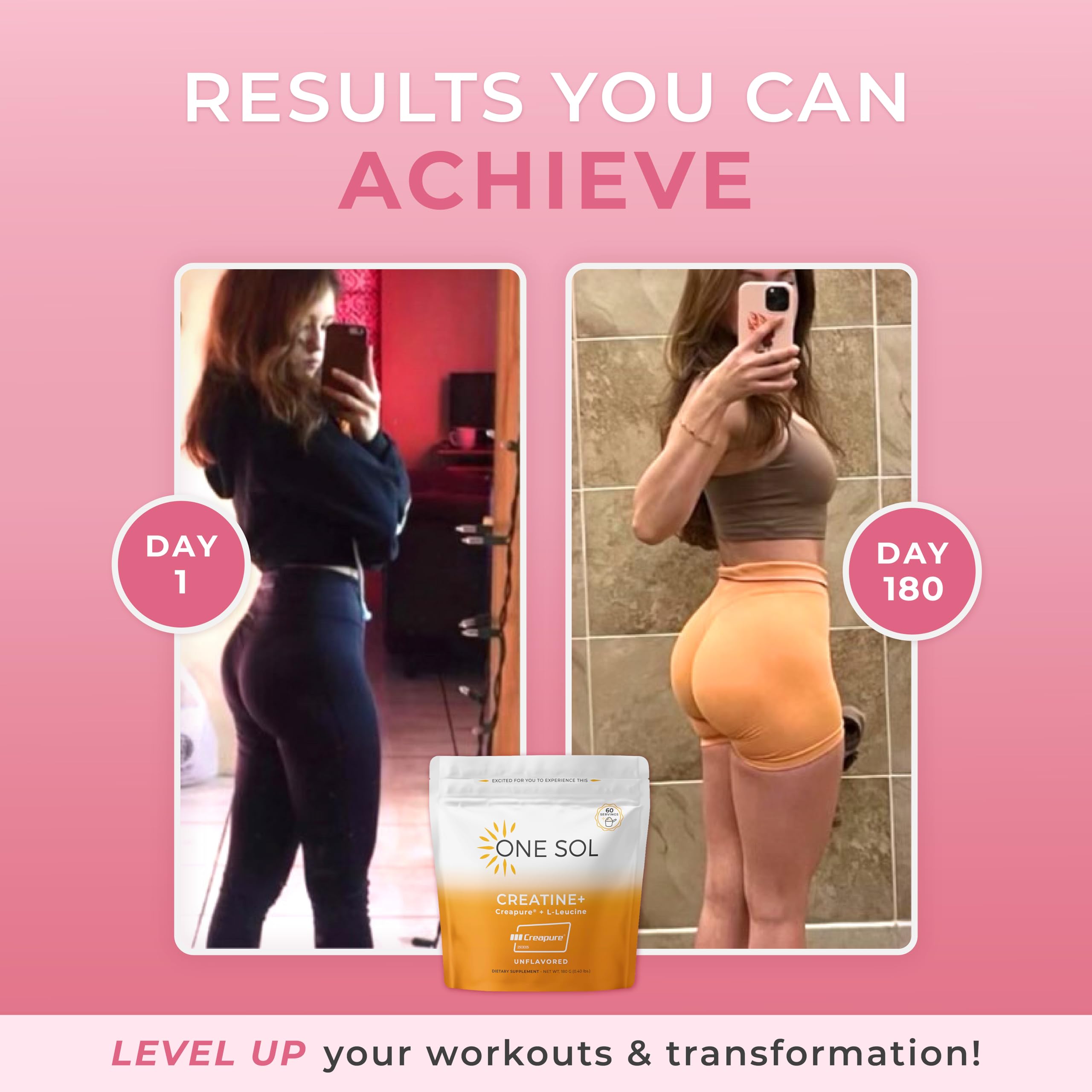 One Sol Creatine for Women, All Natural Women’s Creatine Powder w Creapure & Leucine, Increase Lean Muscle Mass, Reduce Recovery Time, Promotes Brain & Bone Health (Unflavored, 60 Servings) One SolAu supplements