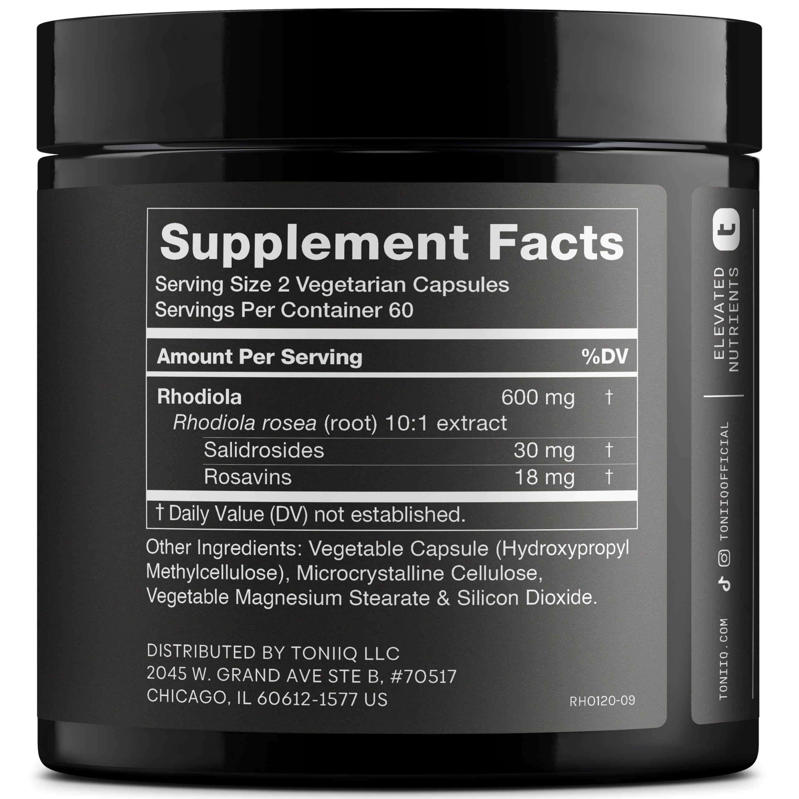 Toniiq Triple-Strength 600mg Rhodiola Rosea - 120 Capsules - 5% Salidroside Concentrated Extract - Highly Purified and Bioavailable ToniiqAu supplements