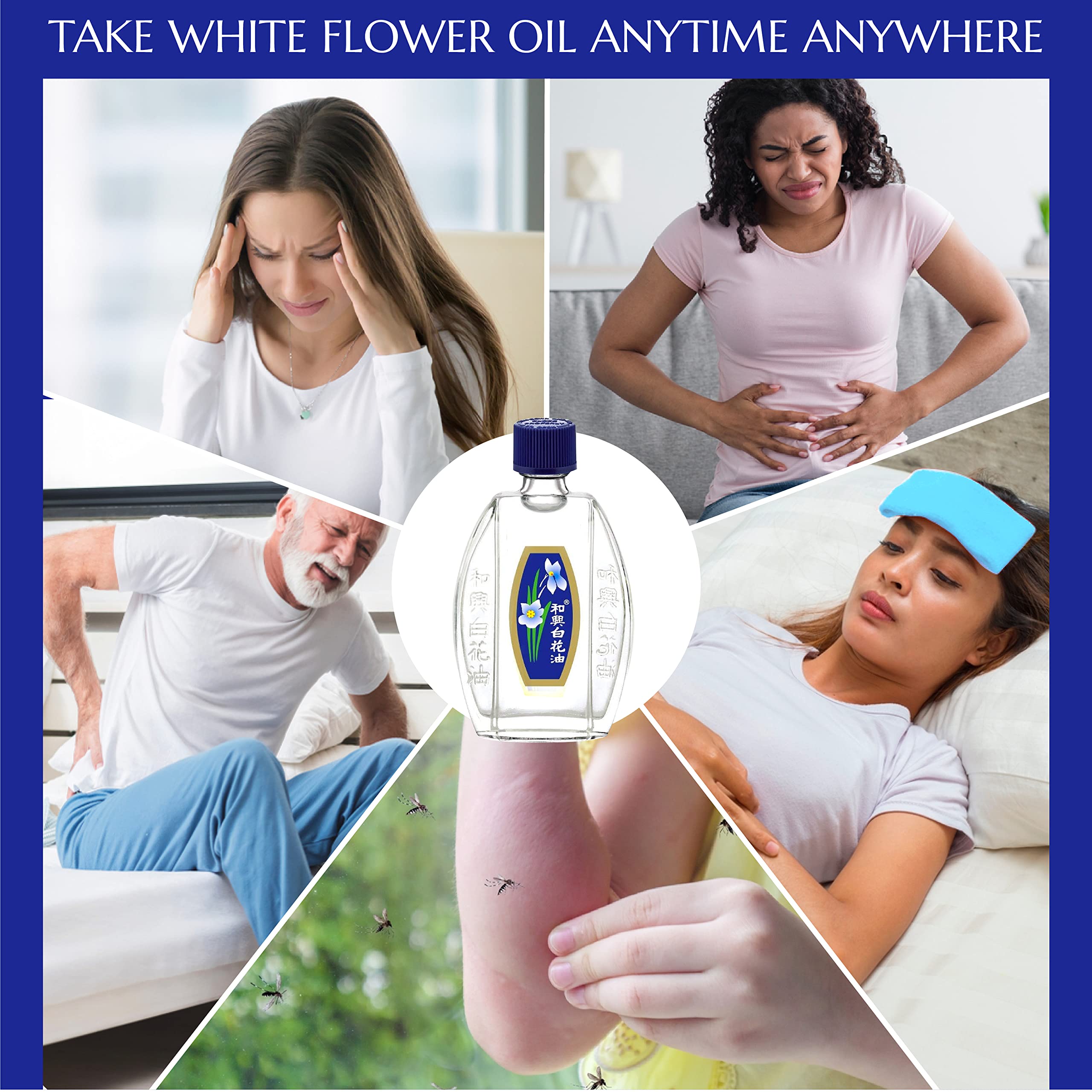 White Flower Analgesic Balm Embrocation Medicated Oil (Hoe Hin Pak Fah Yeow) (20ml/ Pack of 3) White FlowerAu supplements