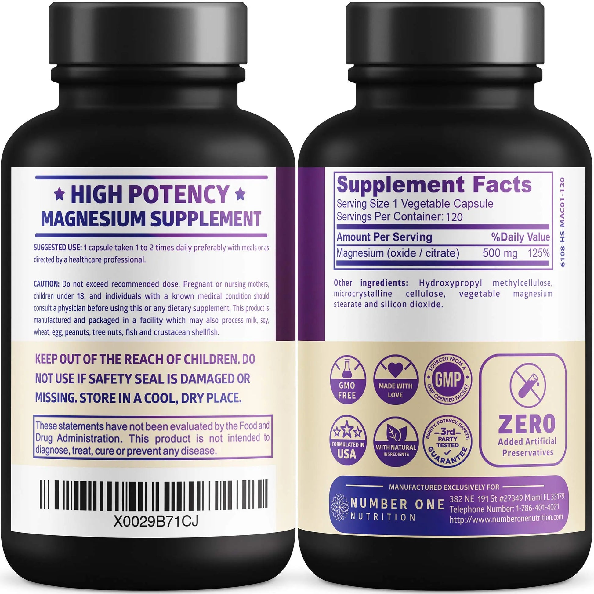 N1N Premium Magnesium Complex - High Absorption Magnesium Supplement for Women and Men to Support Regularity and Bone Health- 120 Veggie Capsules Number One Nutritionnz supplements