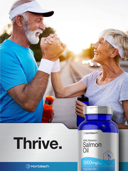 Wild Alaskan Salmon Fish Oil | 180 Softgel Capsules | Gluten Free, Non-GMO | High Potency HorbäachUS supplements