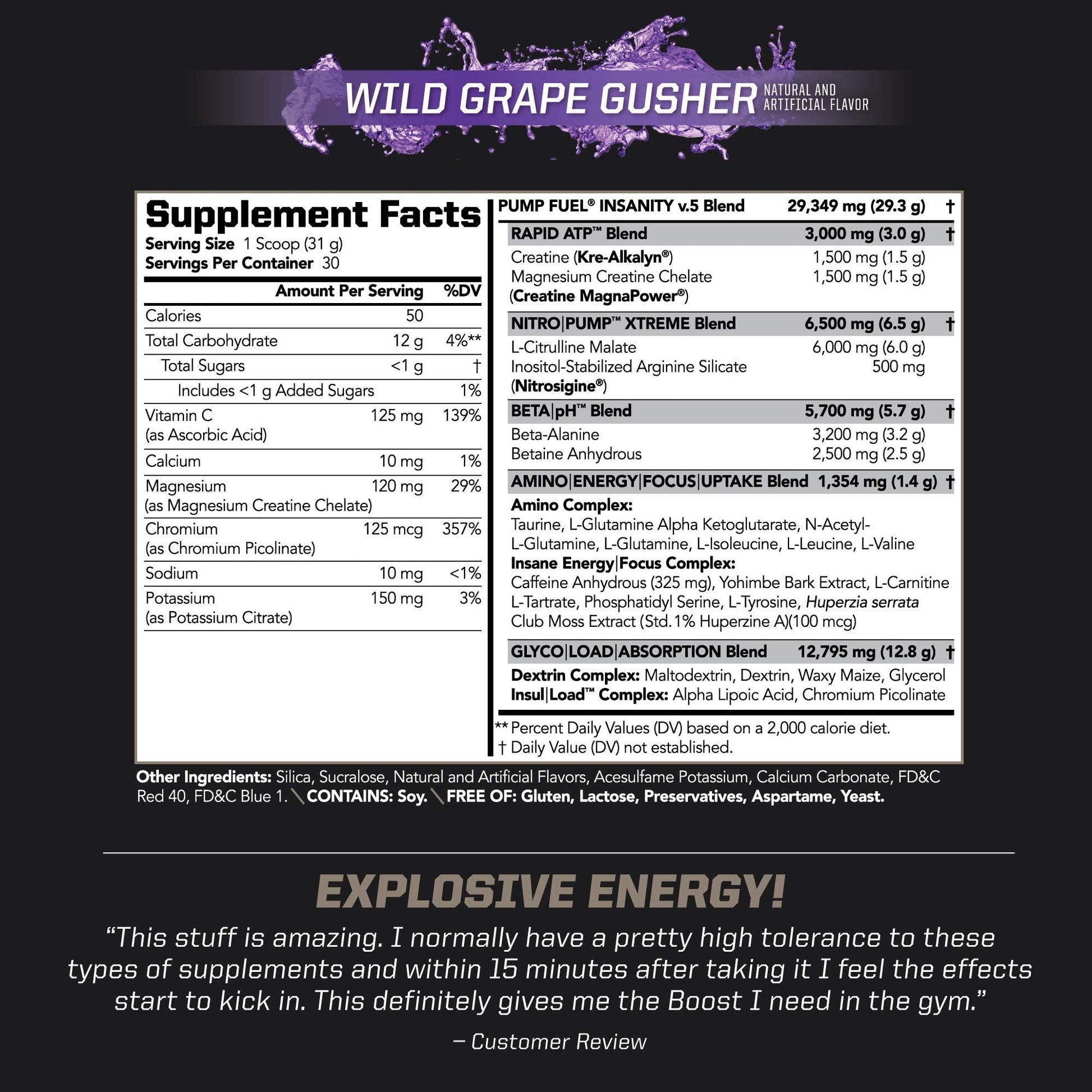 PMD Sports Ultra Pump Fuel Insanity - Pre Workout - Grape Gusher (30 Servings) PMDAu supplements