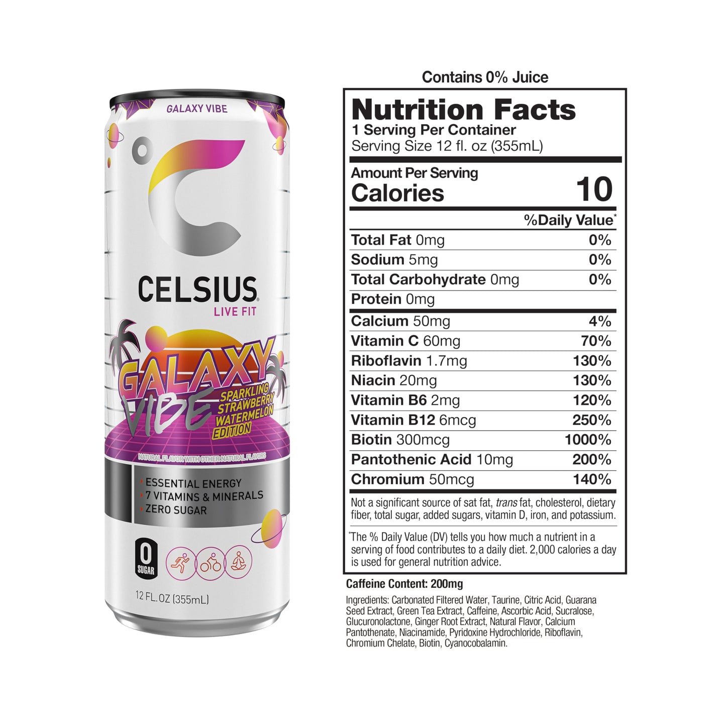 CELSIUS Sparkling Galaxy Vibe, Functional Essential Energy Drink 12 Fl Oz (Pack of 12) CELSIUSUS supplements