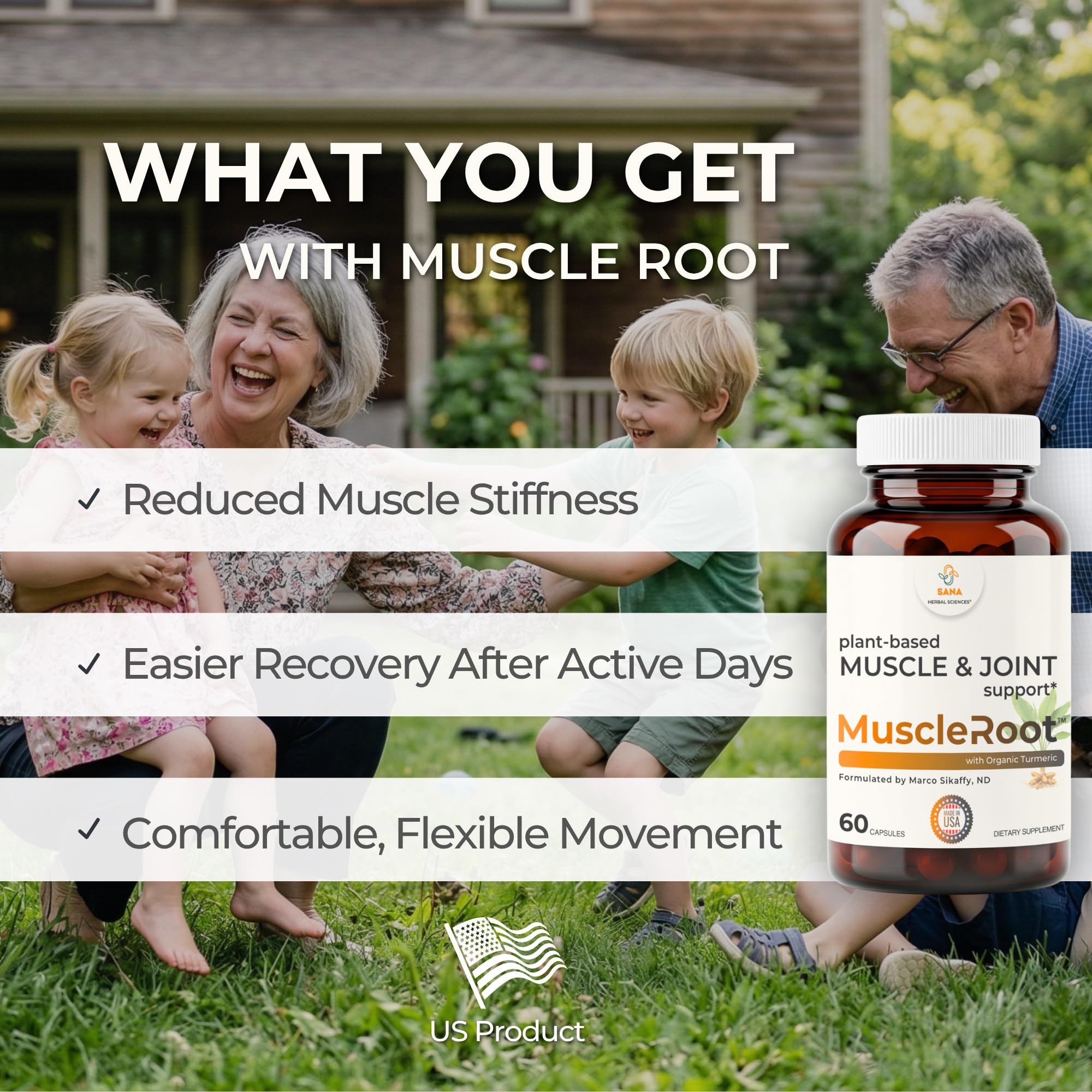 Muscle & Joint Support Supplement – Botanical Formula for Healthy Inflammatory Response | 6 Research-Backed Botanicals | Organic Turmeric | 60 Capsules | Sana Herbal Sana Herbal SciencesAu supplements