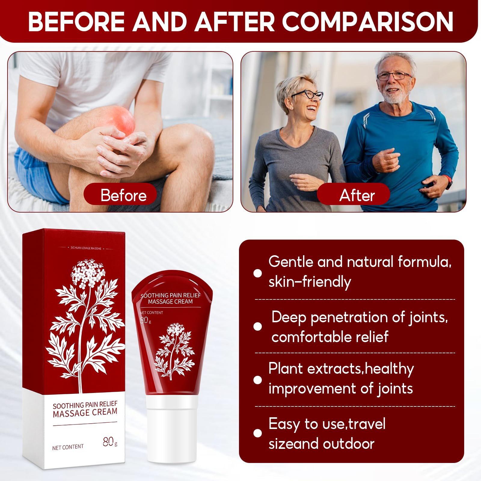 DoctorPro Soothing Massage Cream 80g Joint Relief Roll Muscle Comfort Non-Greasy Refreshing Formula for Knees, Lumbar, Neck, Back,Shoulders, Hands, and Feet, Menthol Gel DoctorProAu supplements