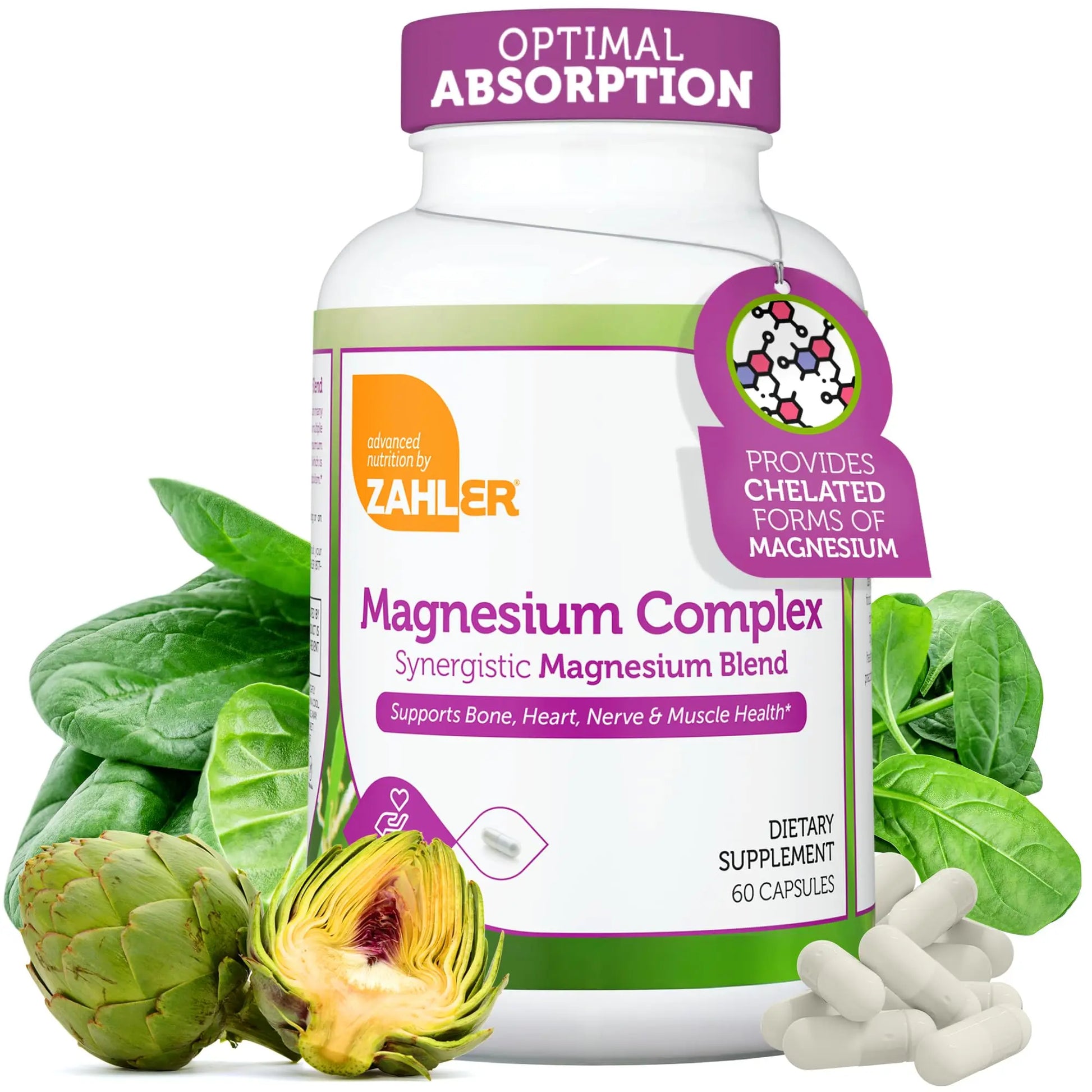 Zahler Magnesium Complex Supplement - Multi Magnesium Supplement Blend with Magnesium Glycinate, Malate, Aspartate, Taurinate and Oxide Plus Vitamin B6 - Bone Nerve Heart & Muscle Health (60 Capsules) ZahlerAu supplements