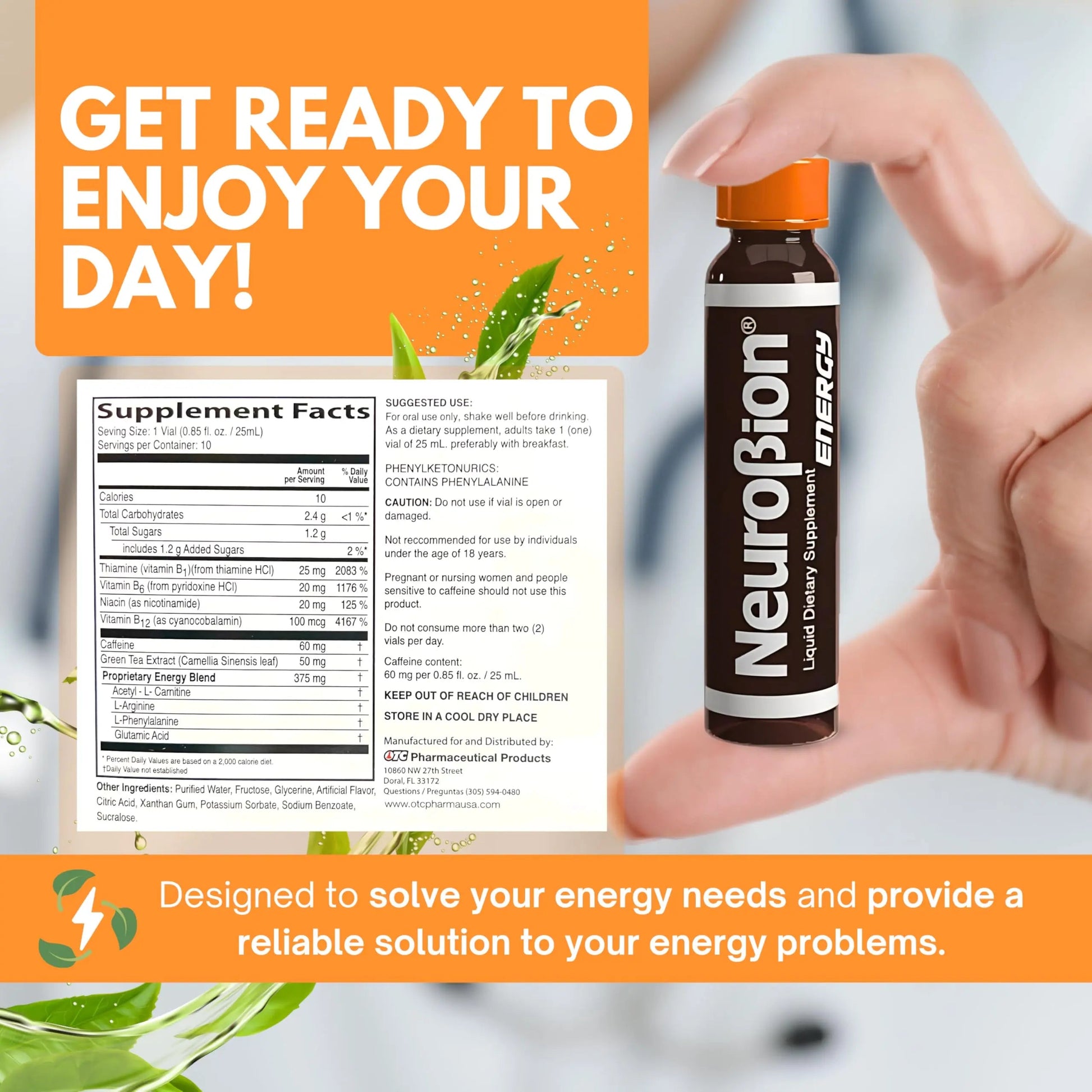 Neurobion Energy Liquid Dietary Supplement Multivitamins + Enegy Blend 10 vials x 250 ml NeurobionAu supplements
