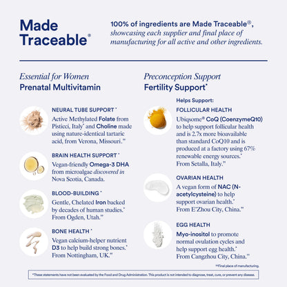 Ritual Preconception Bundle: Essential for Women Prenatal Multivitamin and Lemony Fertility Support Drink Mix Supplement with NAC, CoQ10, and Myo-Inositol. Vegan and Formulated to Support Her.* RitualUS supplements