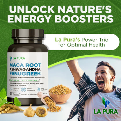 LaPura Ashwagandha 5000mg Maca Root 2000mg Fenugreek 3000mg Supplement LaPuraUS supplements