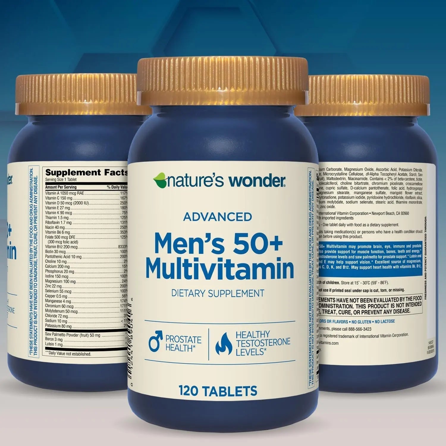 Nature's Wonder Advanced Men's 50+ Multivitamin/Multimineral Supplement with Vitamin D3 and B Vitamins 120 Tablets, 120 Day Supply Nature's WonderAu supplements