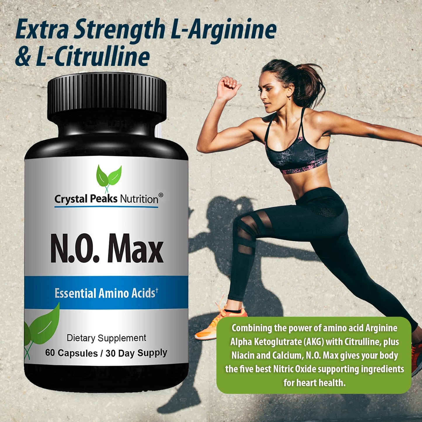 CRYSTAL PEAKS NUTRITION N.O. Max Nitric Oxide Supplement - L Arginine, Citrulline CRYSTAL PEAKS NUTRITIONUS supplements