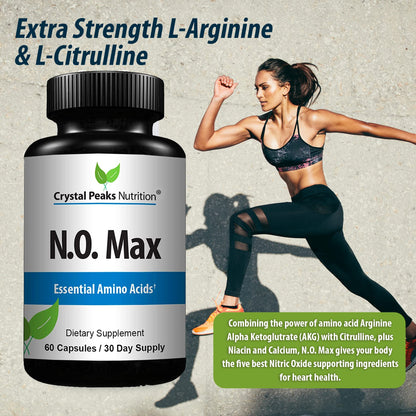 CRYSTAL PEAKS NUTRITION N.O. Max Nitric Oxide Supplement - L Arginine, Citrulline CRYSTAL PEAKS NUTRITIONUS supplements