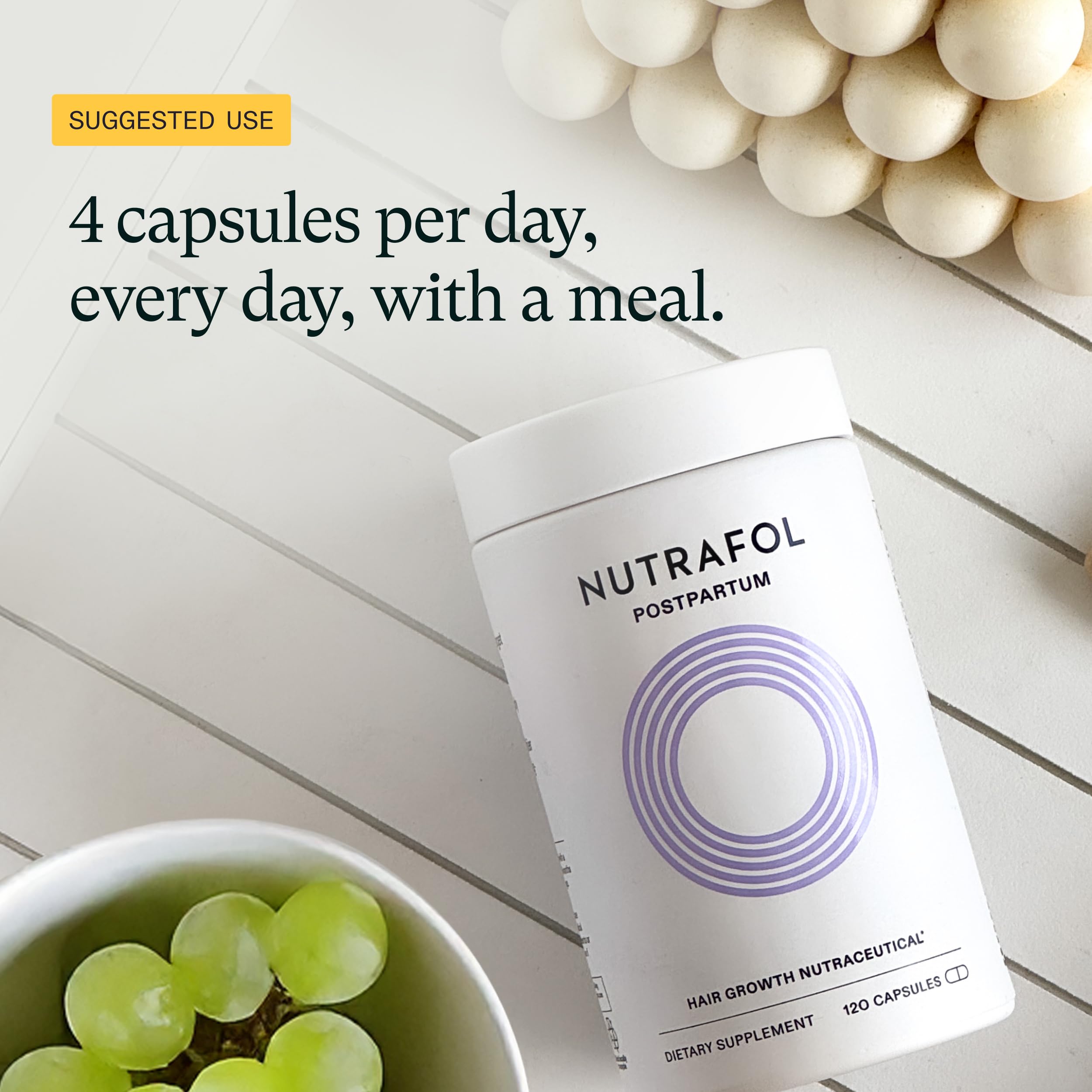 Nutrafol Postpartum Hair Growth Supplements, Clinically Tested for Visibly Thicker Hair and Less Shedding, Breastfeeding-friendly - 1 Month Supply NutrafolUS supplements