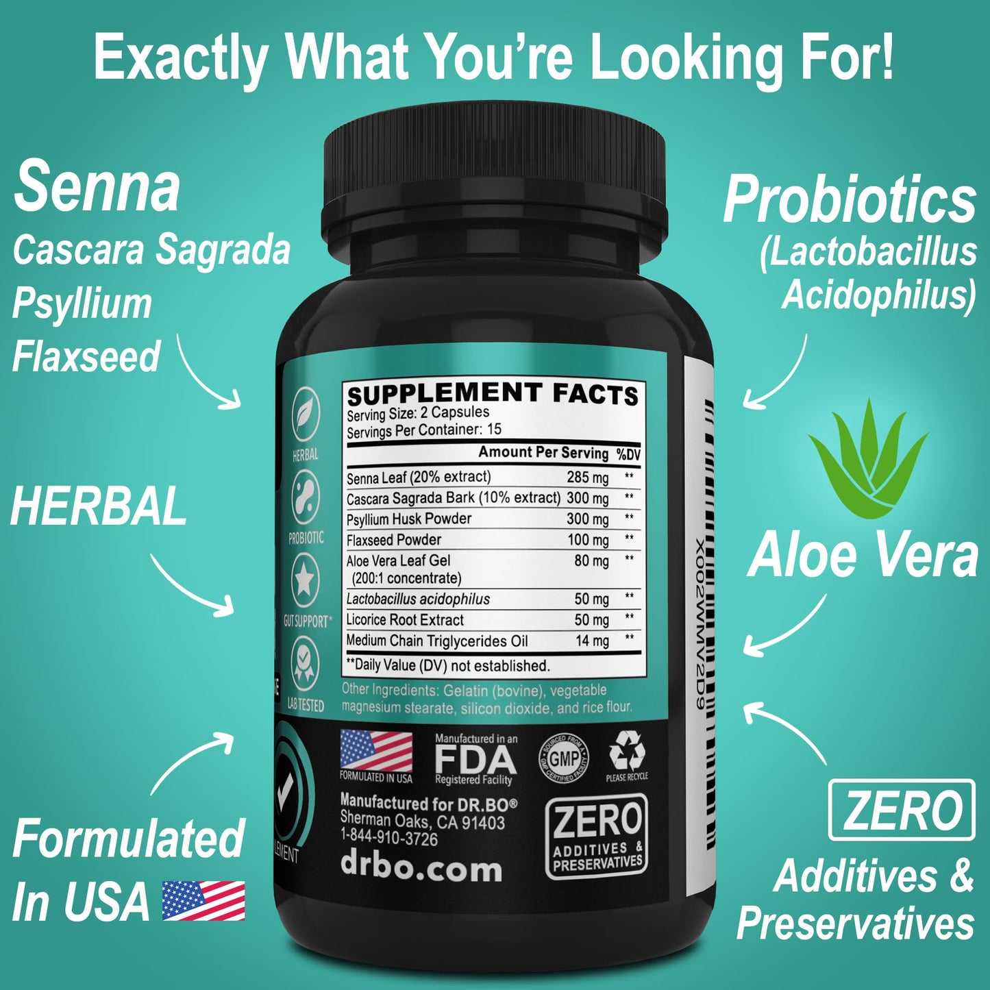 Colon Cleanser Detox for Weight Flush - 15 Day Intestinal Cleanse Pills & Probiotic - Fast Natural Laxative for Constipation Relief - Bowel Movement Supplements for Stomach Bloating, Gut Loss Support DR. BOUS supplements