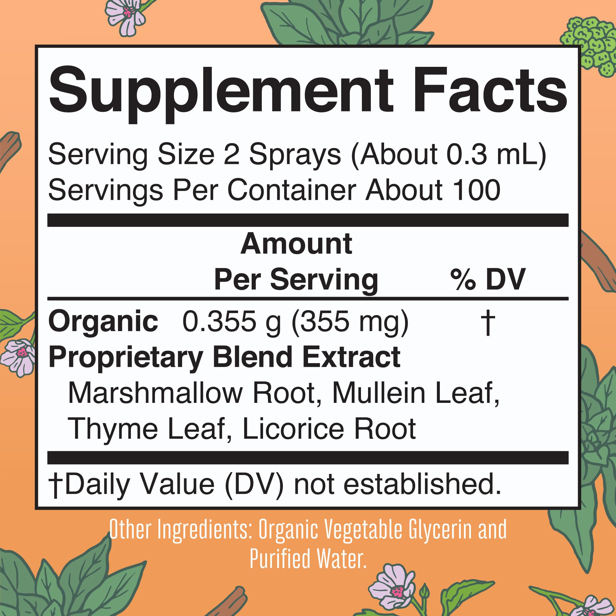 MaryRuth Organics USDA Organic Throat Spray with Mullein Leaf | Marshmallow Root & Licorice Root & Thyme Leaf | 4 Herbal Blend | Non-GMO | Vegan | Gluten Free | 1 Fl Oz | Up to 100 Servings MARYRUTH'SUS supplements