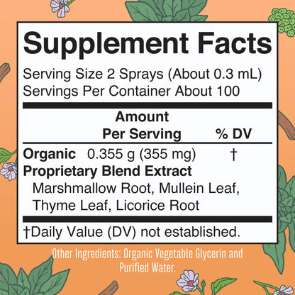 MaryRuth Organics USDA Organic Throat Spray with Mullein Leaf | Marshmallow Root & Licorice Root & Thyme Leaf | 4 Herbal Blend | Non-GMO | Vegan | Gluten Free | 1 Fl Oz | Up to 100 Servings MARYRUTH'SUS supplements