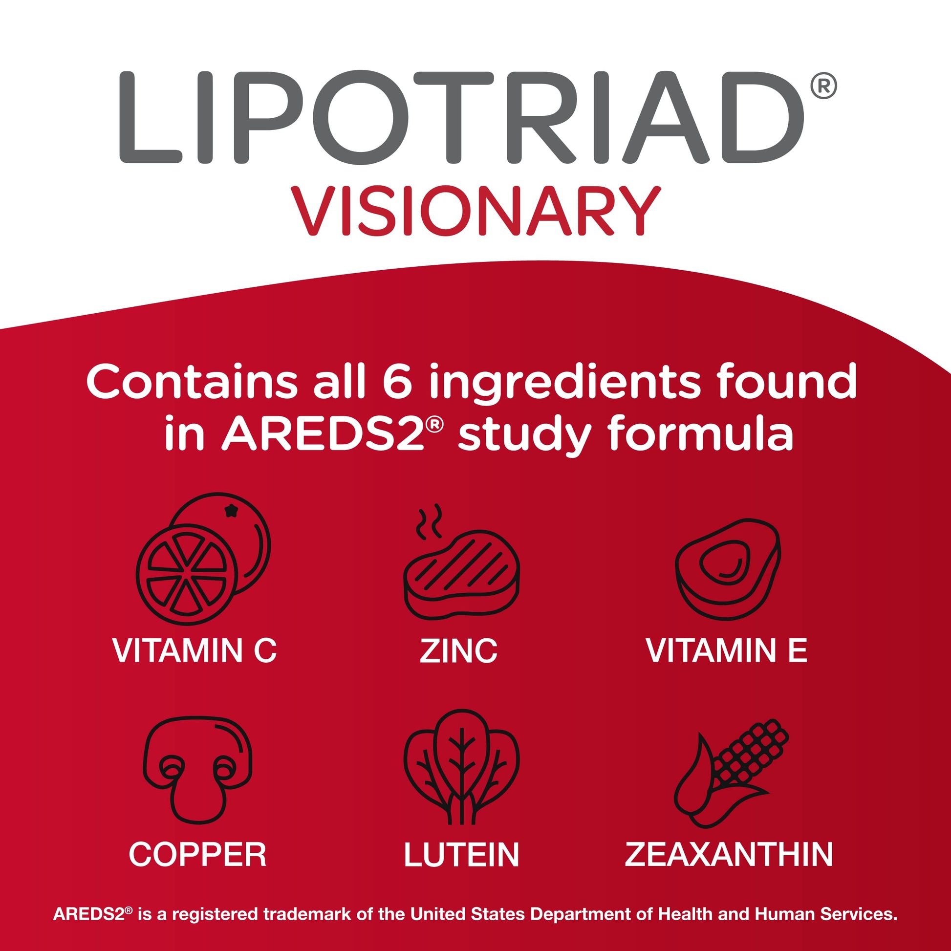 Lipotriad Visionary Eye Vitamins – 60 Capsules – Lutein and Zeaxanthin Supplements with Other AREDS 2® Ingredients to Support Eye Health LipotriadAu supplements
