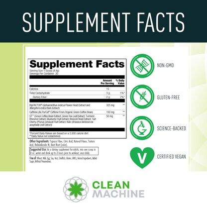 CLEAN MACHINE N10s - Plant Based Vegan Preworkout Powder - 3 Clinically Tested CLEAN MACHINEUS supplements