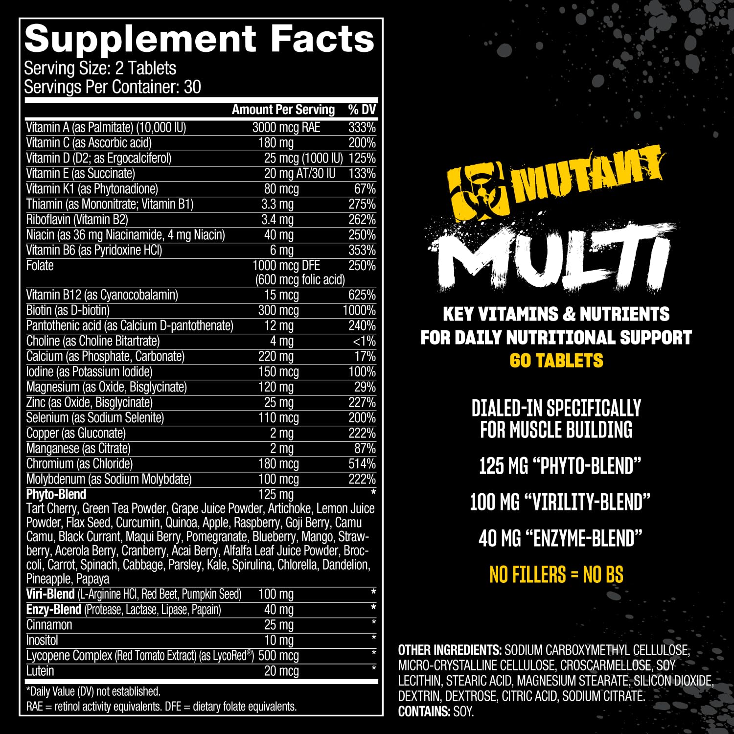 Mutant Multi - High Potency Vitamins with 75+ Ingredients Specifically Formulated for Heavy Lifting, 60 Tablets MutantAu supplements