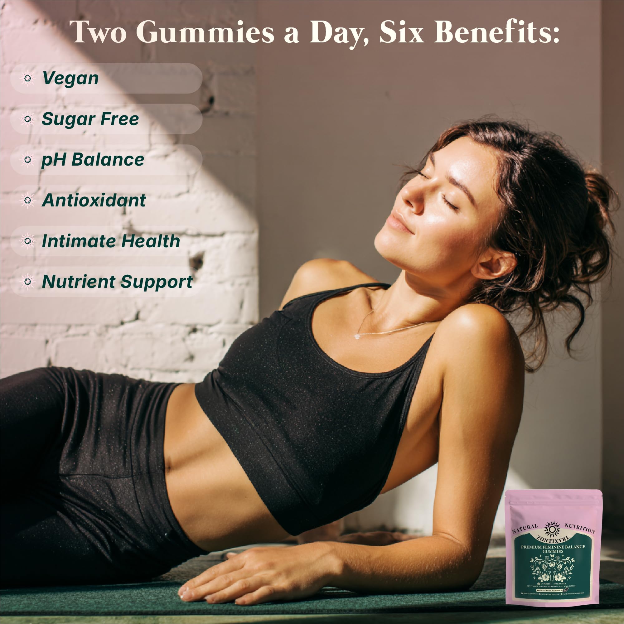 Zontixyrl Premium Feminine Balance Gummies Women - Pineapple Gummies for Women pH Probiotic and Immune Support Vegan Gluten Free 60 Gummies 30 Servings ZontixyrlAu supplements