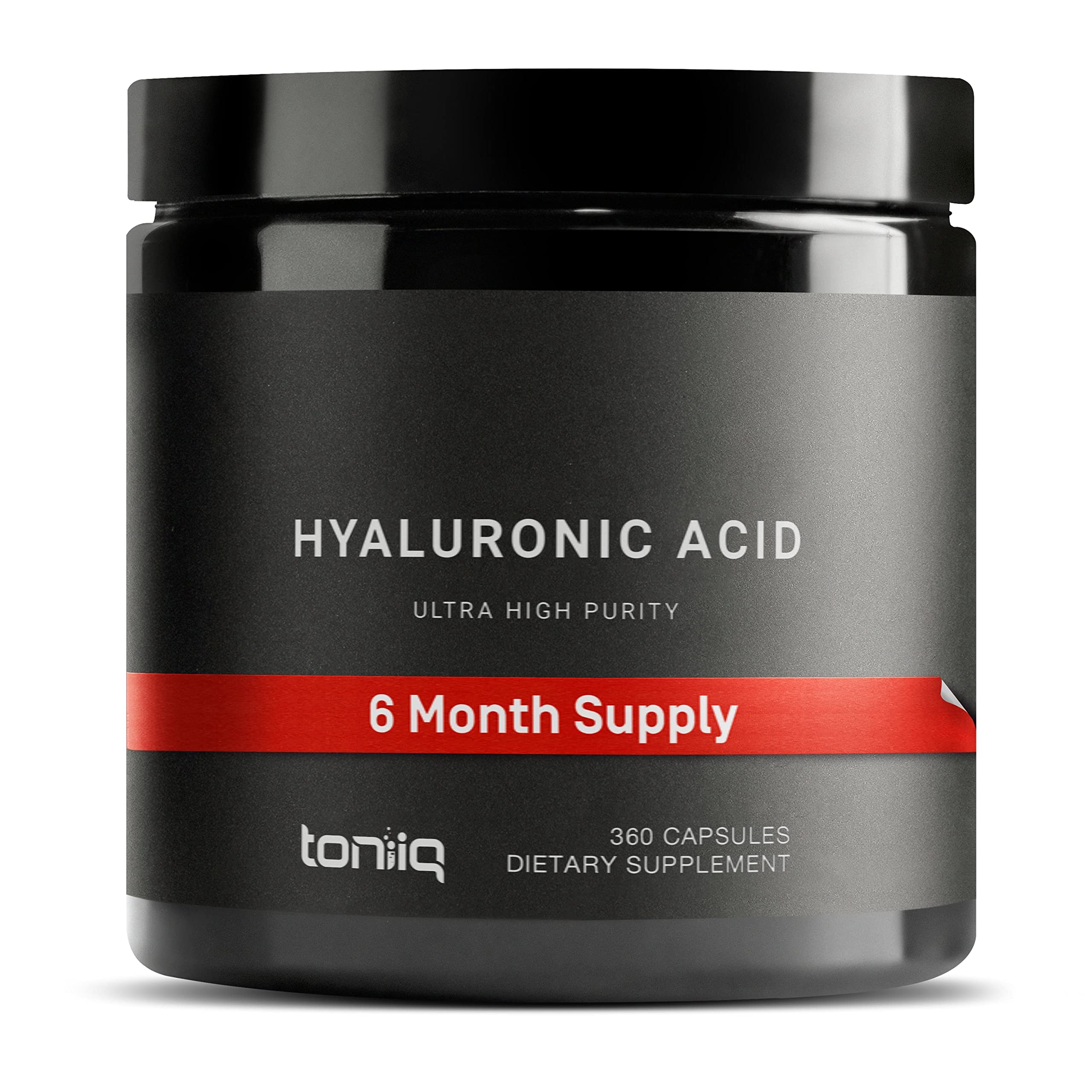 Toniiq Hyaluronic Acid Supplements – Lab Tested 95% Ultra High Purity – Fermented and Bioavailable with Vitamin C – Third Party Lab Tested – 360 Capsules ToniiqAu supplements