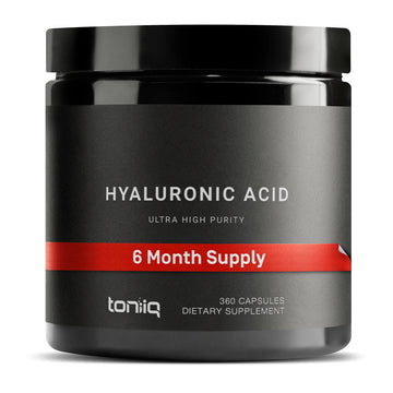 Toniiq Hyaluronic Acid Supplements – Lab Tested 95% Ultra High Purity – Fermented and Bioavailable with Vitamin C – Third Party Lab Tested – 360 Capsules ToniiqAu supplements