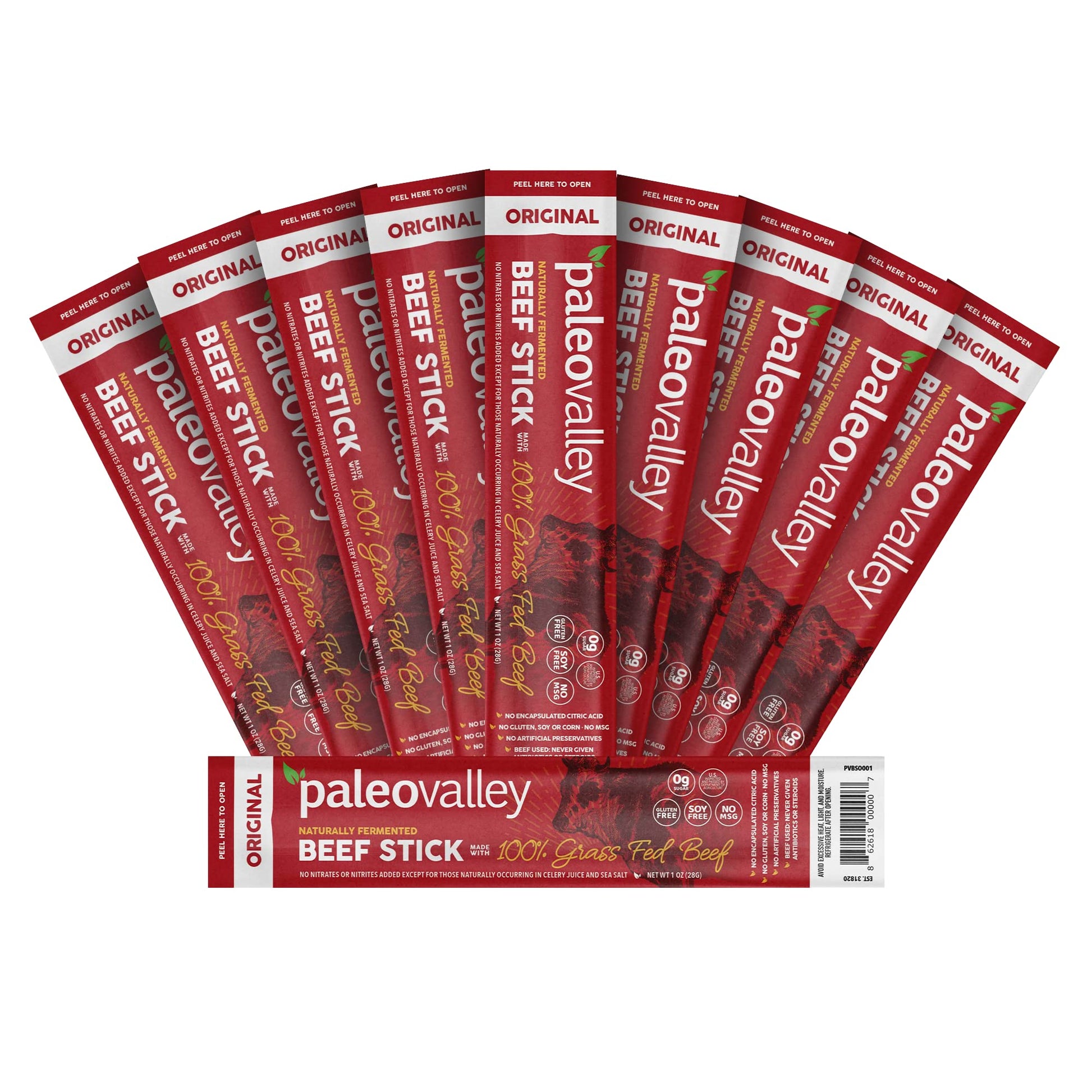 Paleovalley 100% Grass Fed Original Beef Sticks - Delicious Gluten Free Beef Snack - High Protein Keto Friendly PaleovalleyUS supplements