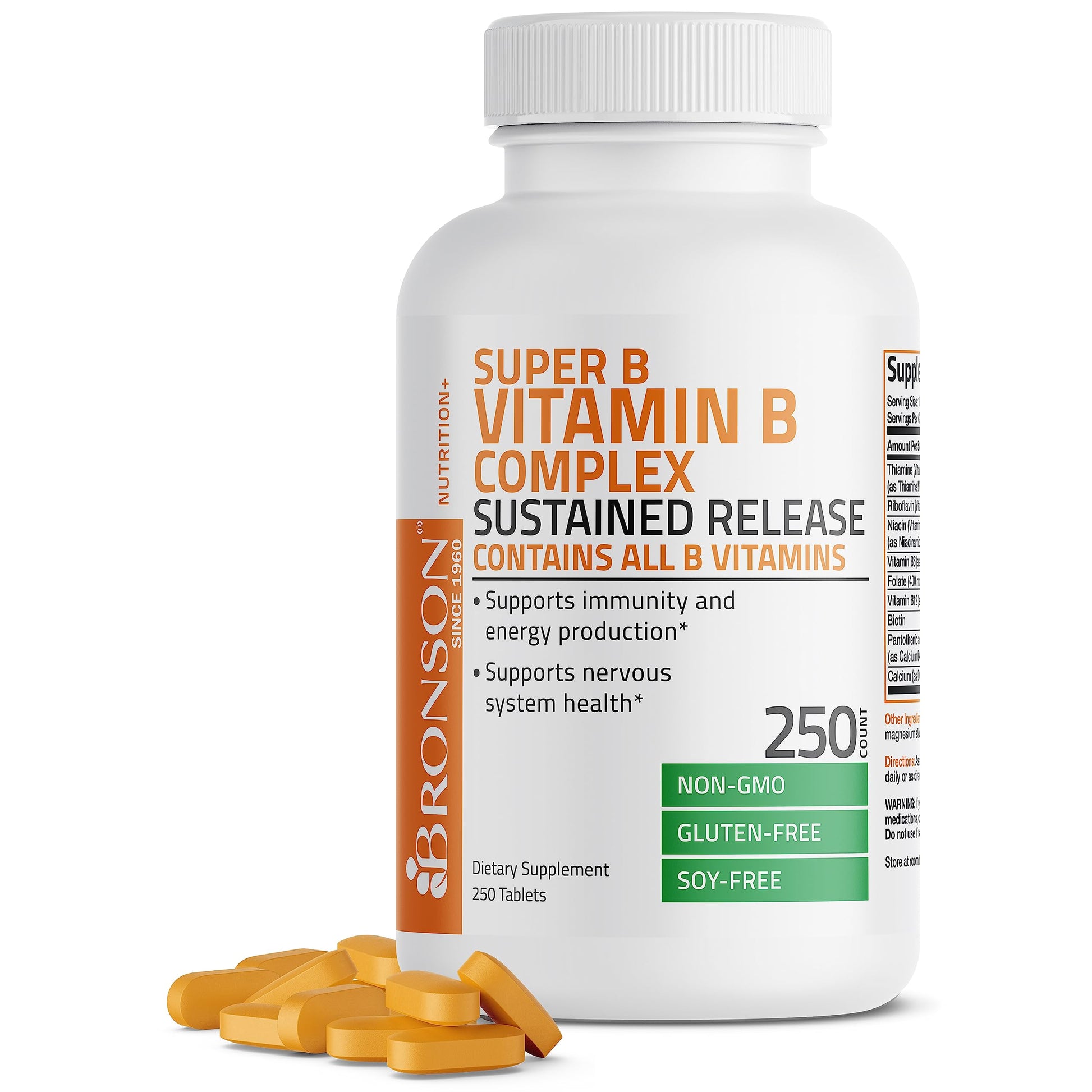 Bronson Super B Vitamin B Complex Sustained Slow Release Vitamin B1, B2, B3, B6, B9 BronsonUS supplements
