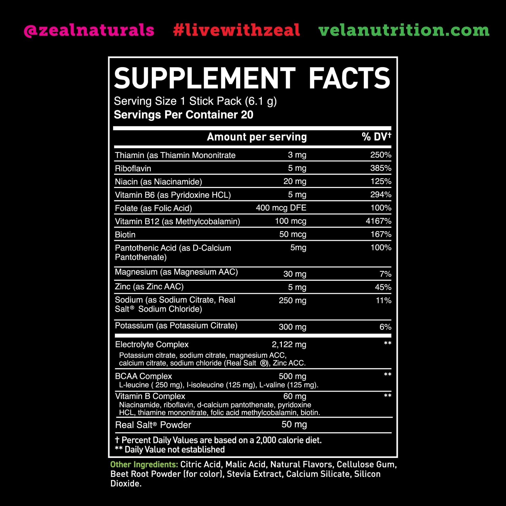 Enhanced Powder Stick Packs (Cherry Limeade- 20 Packets) Sugar Free + BCAA B Zeal NaturalsAu supplements