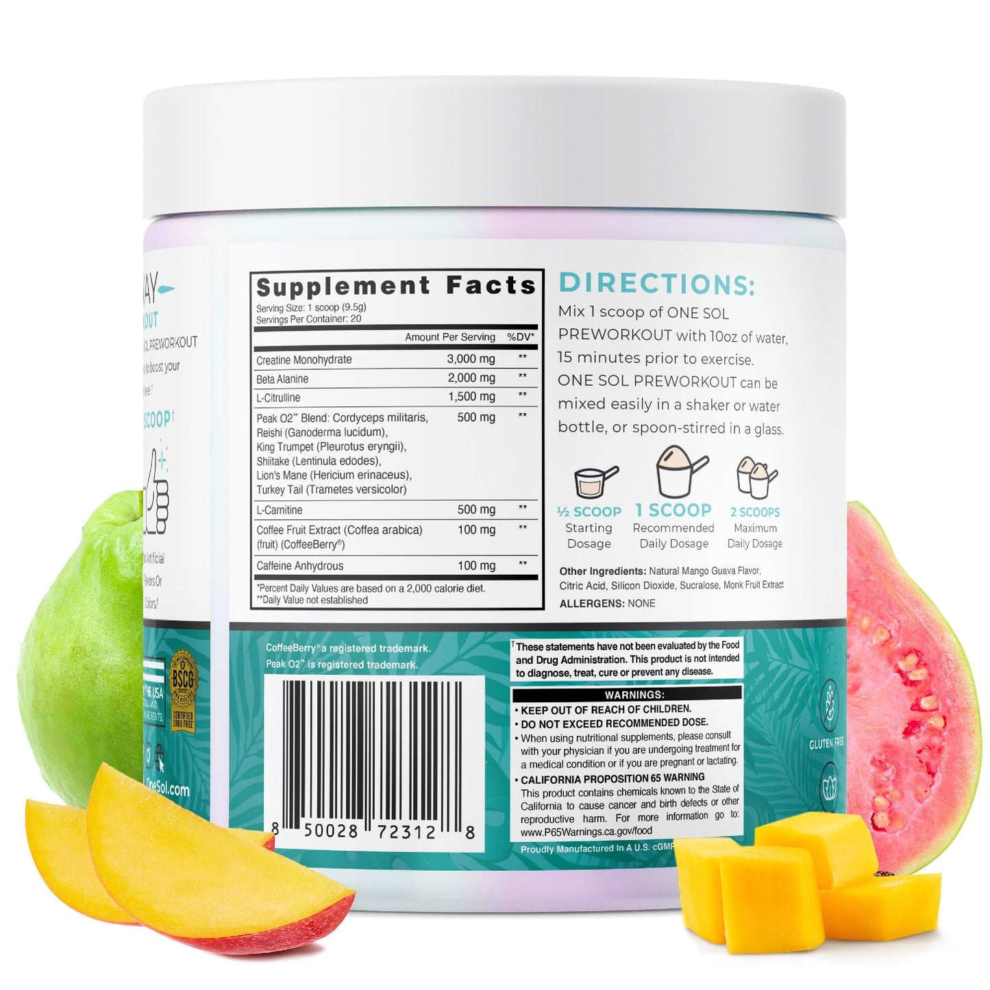 One Sol Pre-Workout for Women, Enhanced Pump & Focus, No Jitters Or Crash, Natural One SolUS supplements